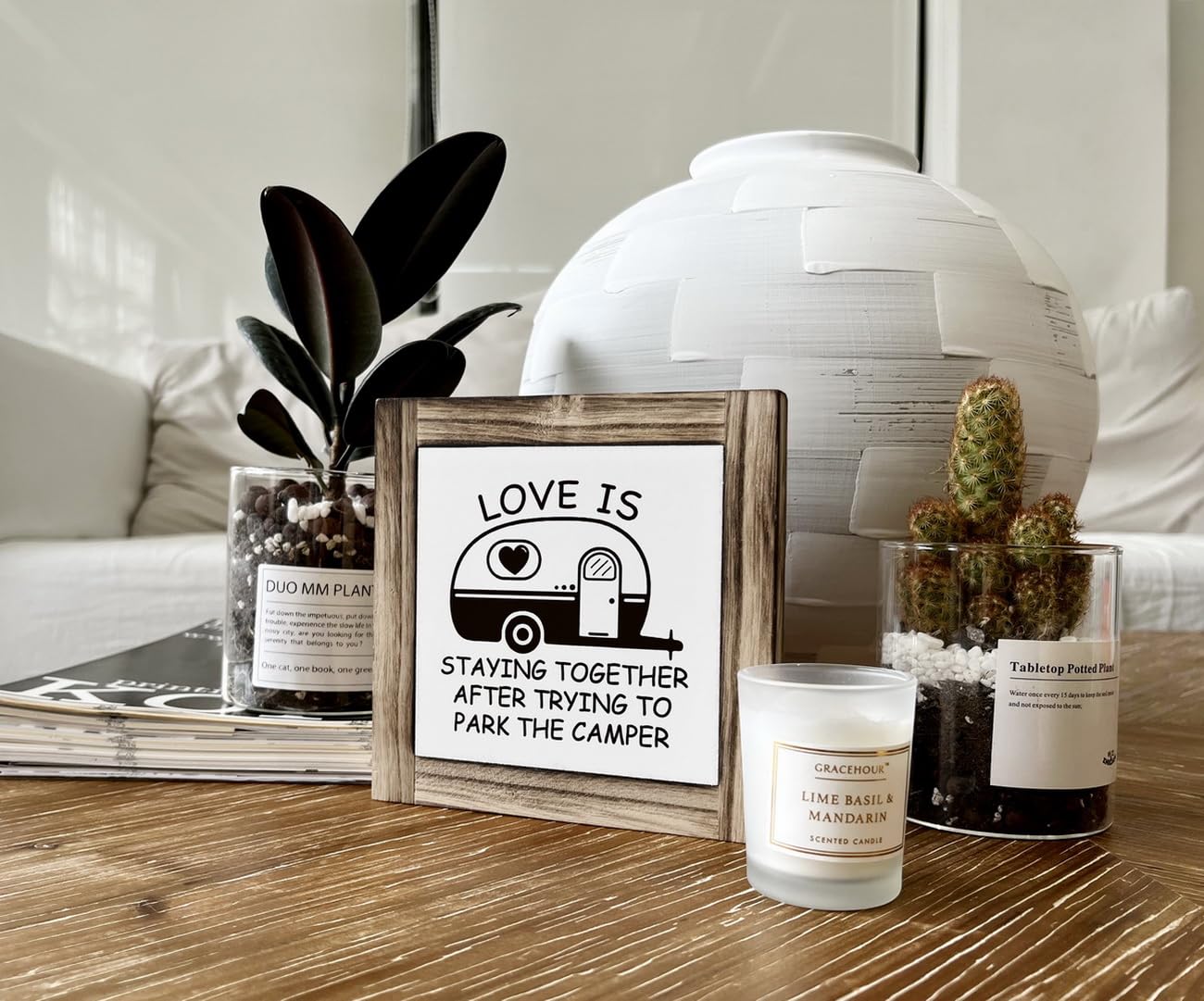 Camper Wood Plaque Sign, Love is Staying Together Parking the Camper, Box Wood Plaques Desk D  cor, Camper Wooden Plaque Signs,