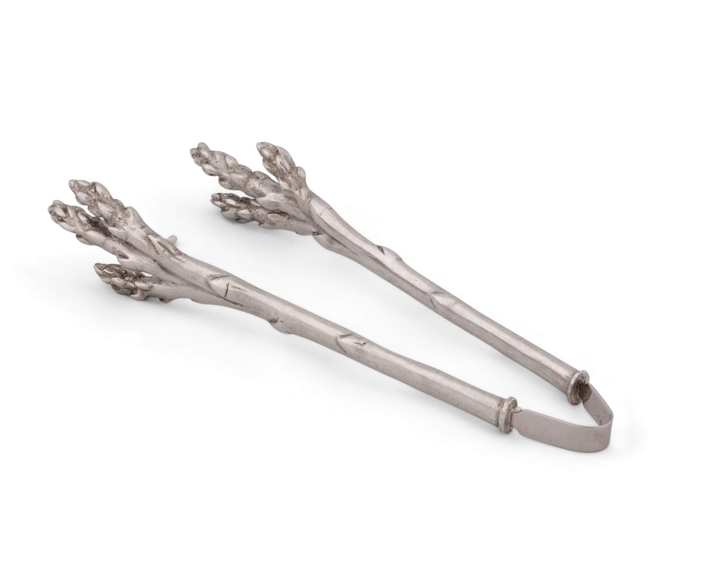 Vagabond House Pewter Metal Asparagus Pattern Asparagus Tongs 8''Long X 3''Wide X 1.25''Tall