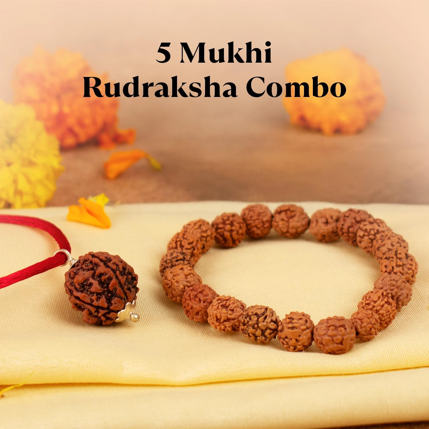Astrotalk 5 Mukhi Rudraksha Combo | 5 Mukhi Rudraksha | Spiritual Growth & Protection | Unisex Healing Astrology Bracelets for Men & Women | Certificate of Authenticity