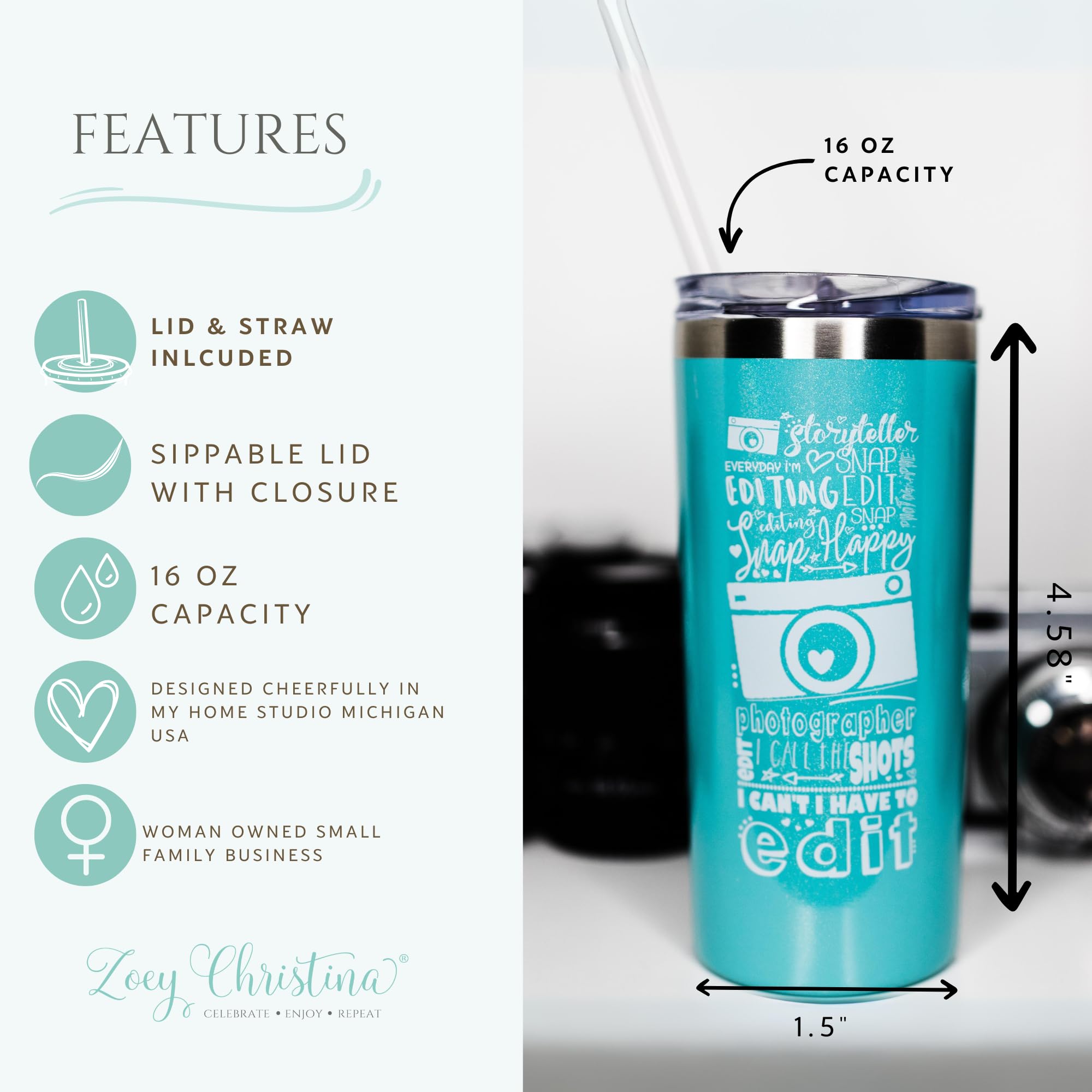 Zoey Christina Best Dachshund Mom Ever - Iridescent Tumbler With Lid And Straw, 16 Oz - Perfect For Coffee & Cold Drinks - Avail
