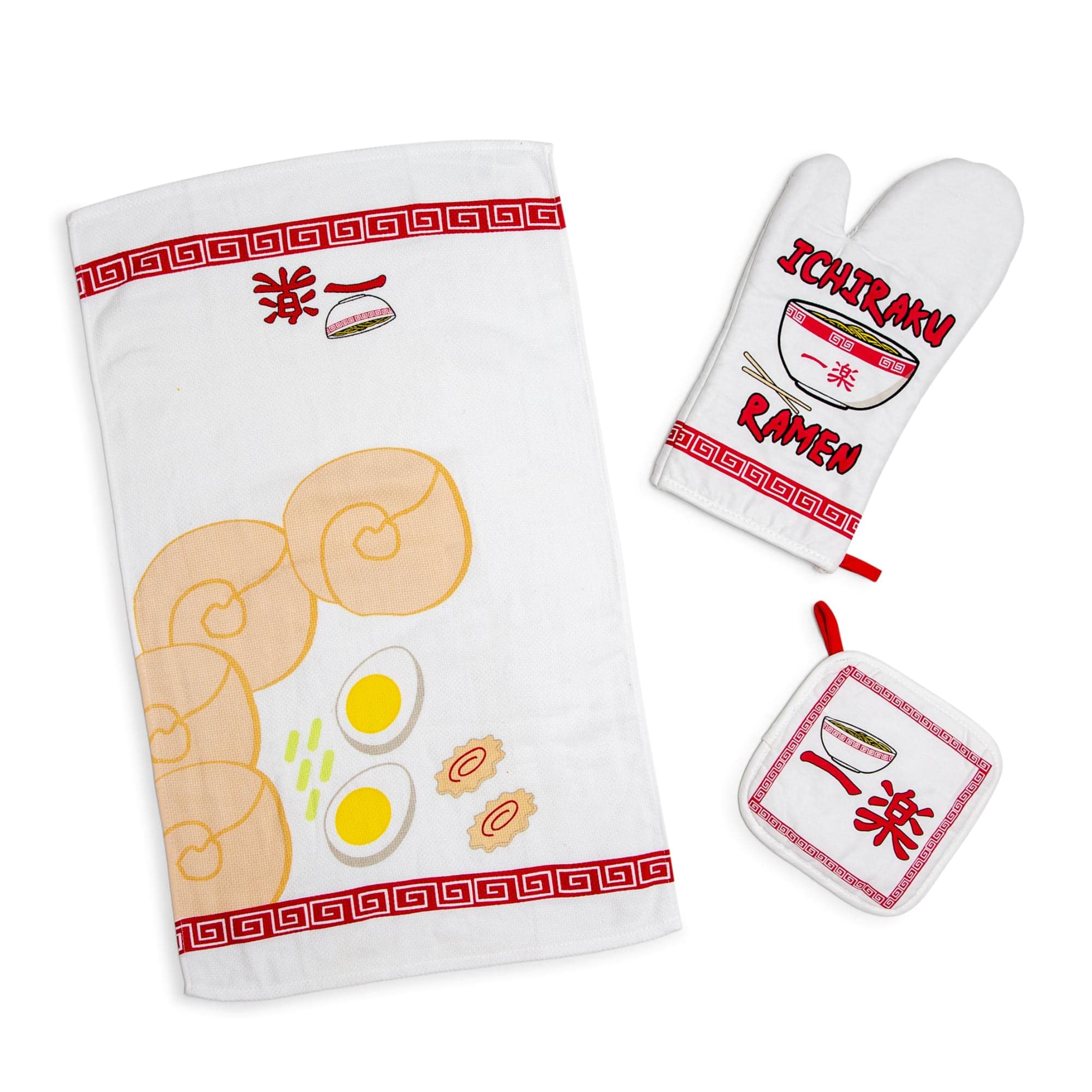 Naruto Ichiraku Ramen 3-Piece Kitchen Set  Oven Mitt, Dish Towel, Pot Holder