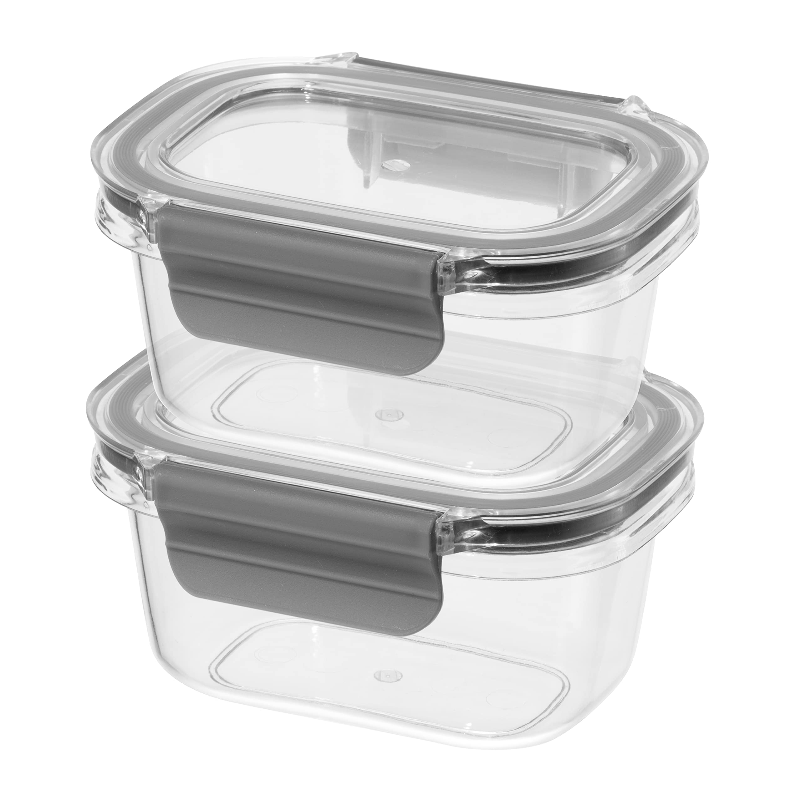 Oggi Clarity Leak-Proof Airtight Food Storage Containers - Set Of 2, Ultra Clear, Bpa Free, Sealable Container With Lid, Ideal K