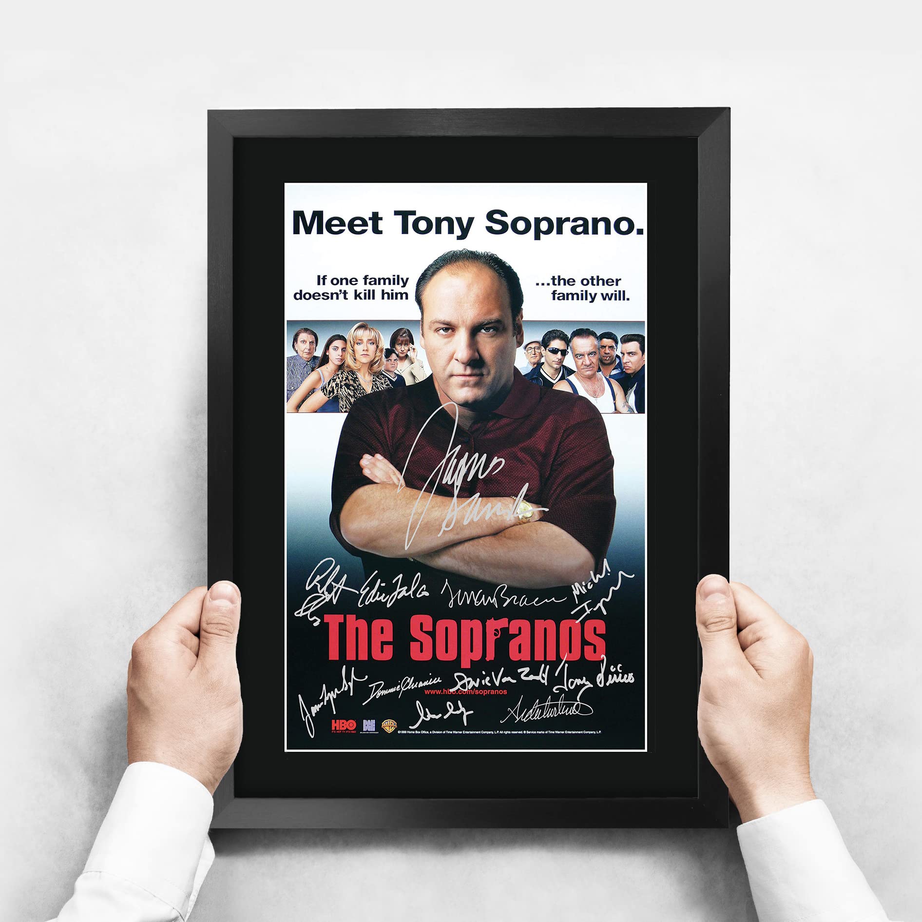 Hwc Trading The Sopranos Tv Series Poster The Cast Signed 16 X 12 Inch Framed Gift Printed Autograph Film Print Photo Picture Di
