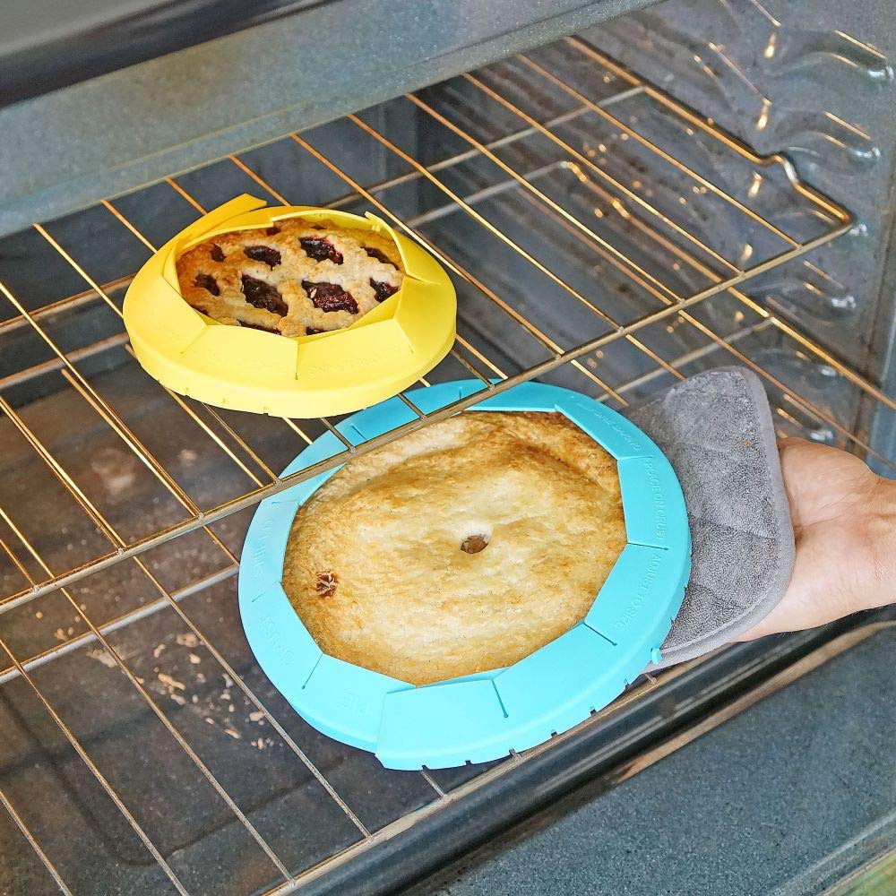 Southern Homewares Pie Crust Shield Adjustable Reusable Silicone Protective Cover Baking Tool Prevents Burnt Edges, Set Of 3