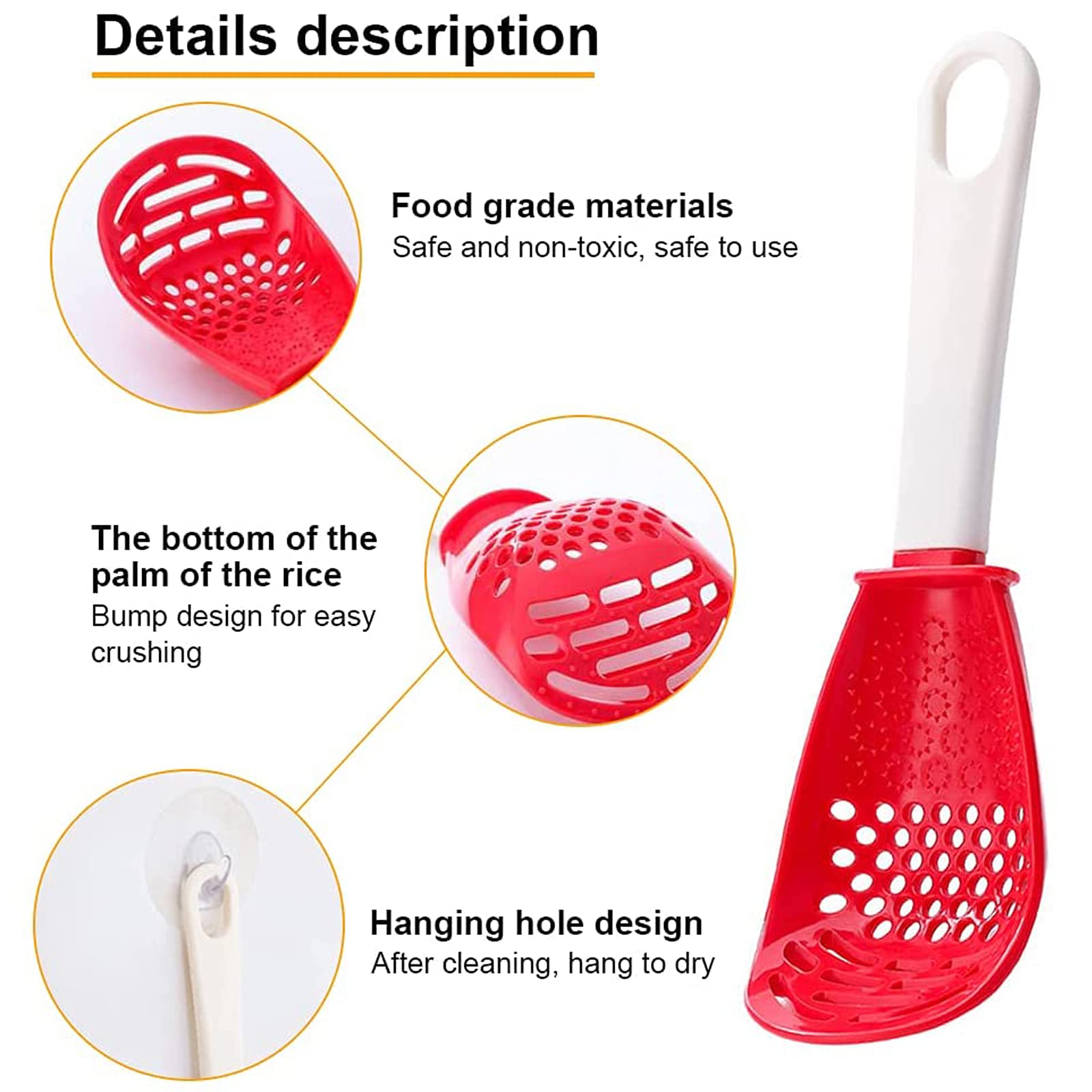 6In1 Multifunctional Kitchen Cooking Spoon- Kitchen Gadgets Strainers For Egg Yolk Separator- Grater Masher- Colander Skimmer Sc
