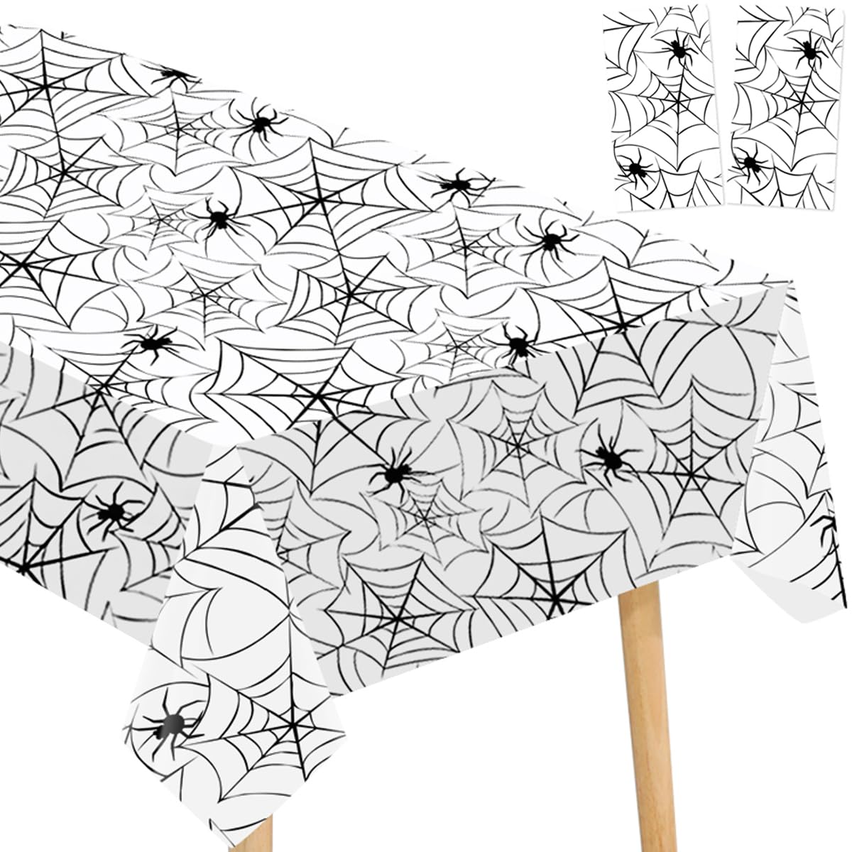 Amocytec 2Pack Halloween Plastic Tablecloths Disposable Christmas Plastic Table Covers BBQ Picnic Halloween Party Oil-Proof Wate