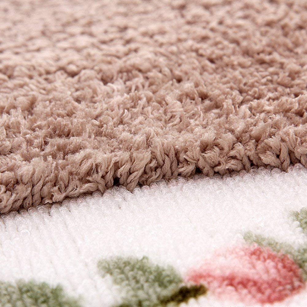 UKELER Absorbent Bathroom Rug Mat Shaggy Floral Rose Bath Rugs Washable Non-Slip Bathroom Mat for Home and Hotel  17.7''x29.5''