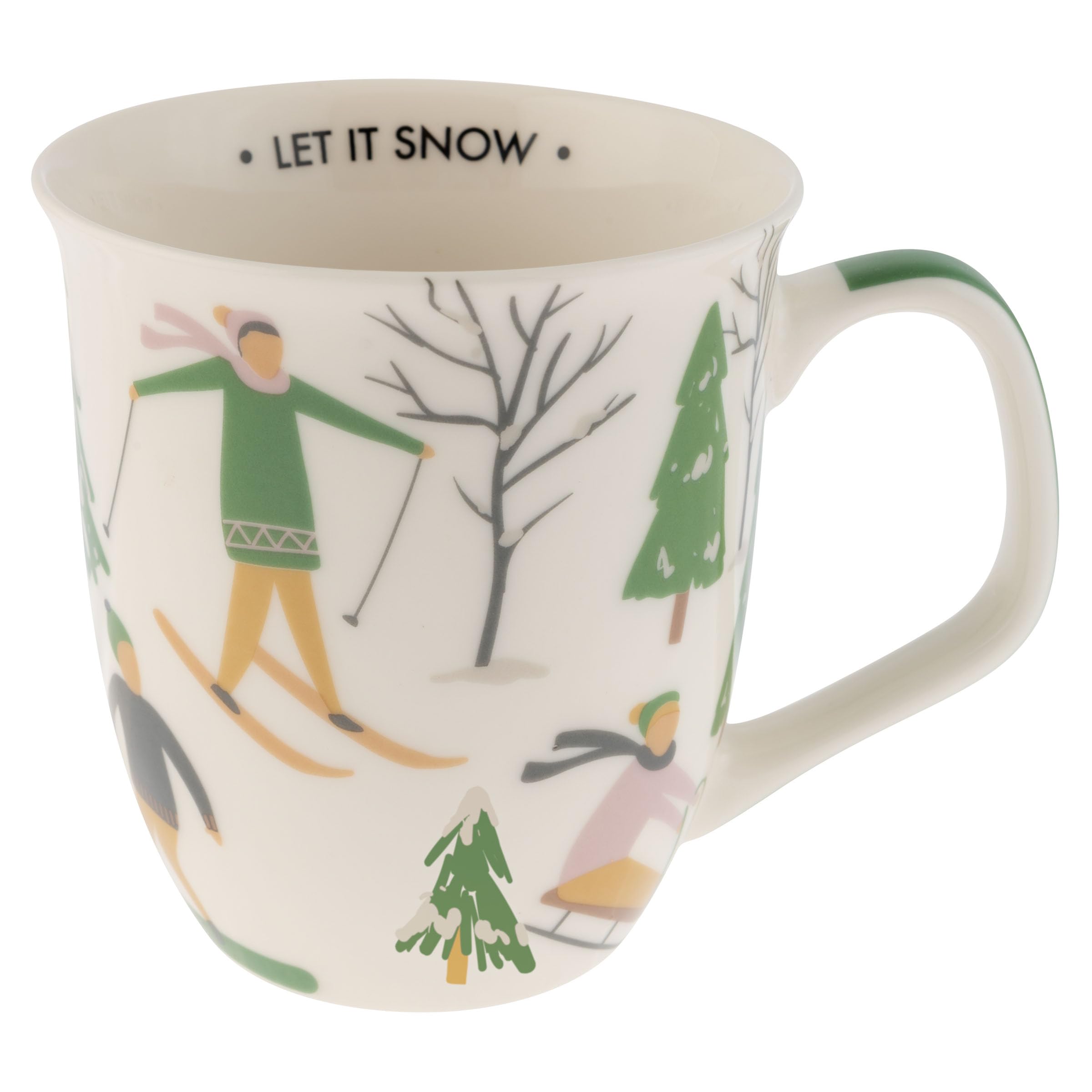 Karma, 16 oz Boho Holiday Mug - Cute Christmas Coffee and Tea Mug - Colorful Ceramic Coffee Mugs for Women and Men, Let it Snow 