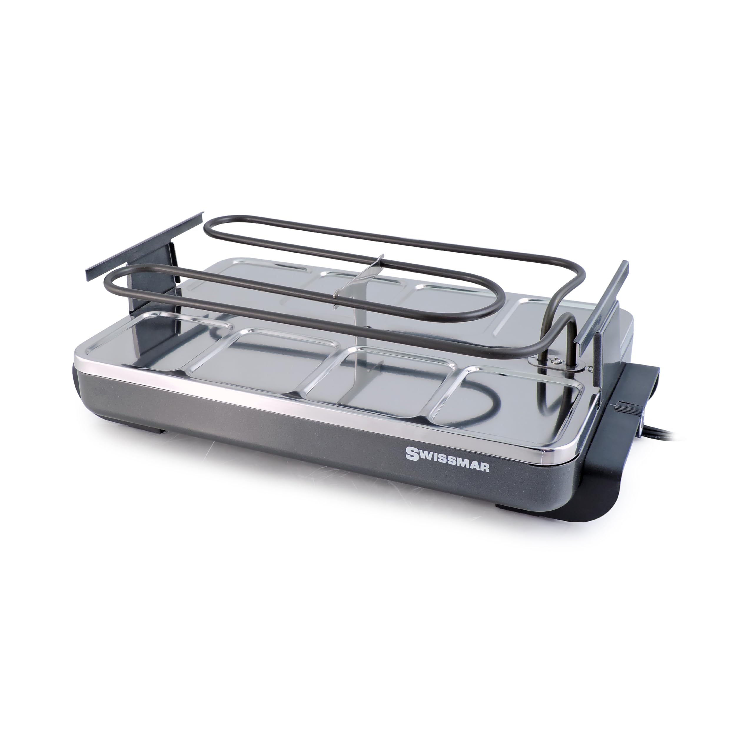 Swissmar Kf-77040 Classic 8-Person Raclette With Reversible Cast Iron Grill Plate/Crepe Top, Black