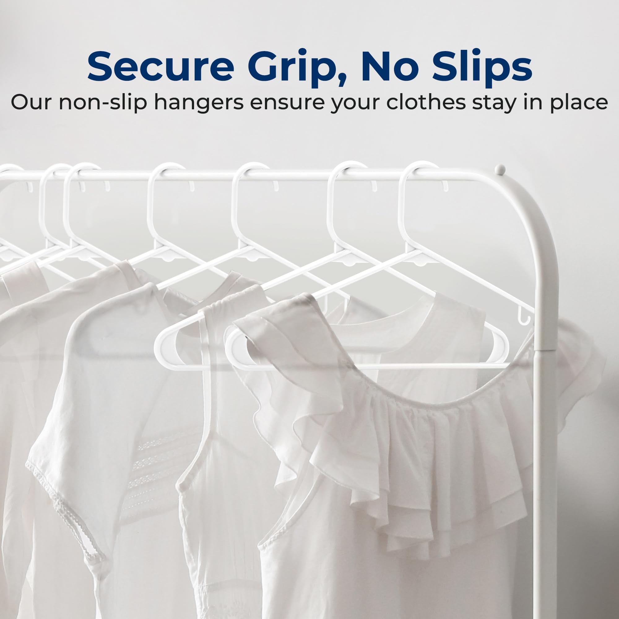 SereneLife White Standard Plastic Hangers - Space Saving Durable Tubular Heavy Duty Clothes Hanger Set Ideal for Laundry/Daily Use  Can Hold Up to 5.5 Lbs. for Coats  Jackets  Pants & Dress (50-Pack)