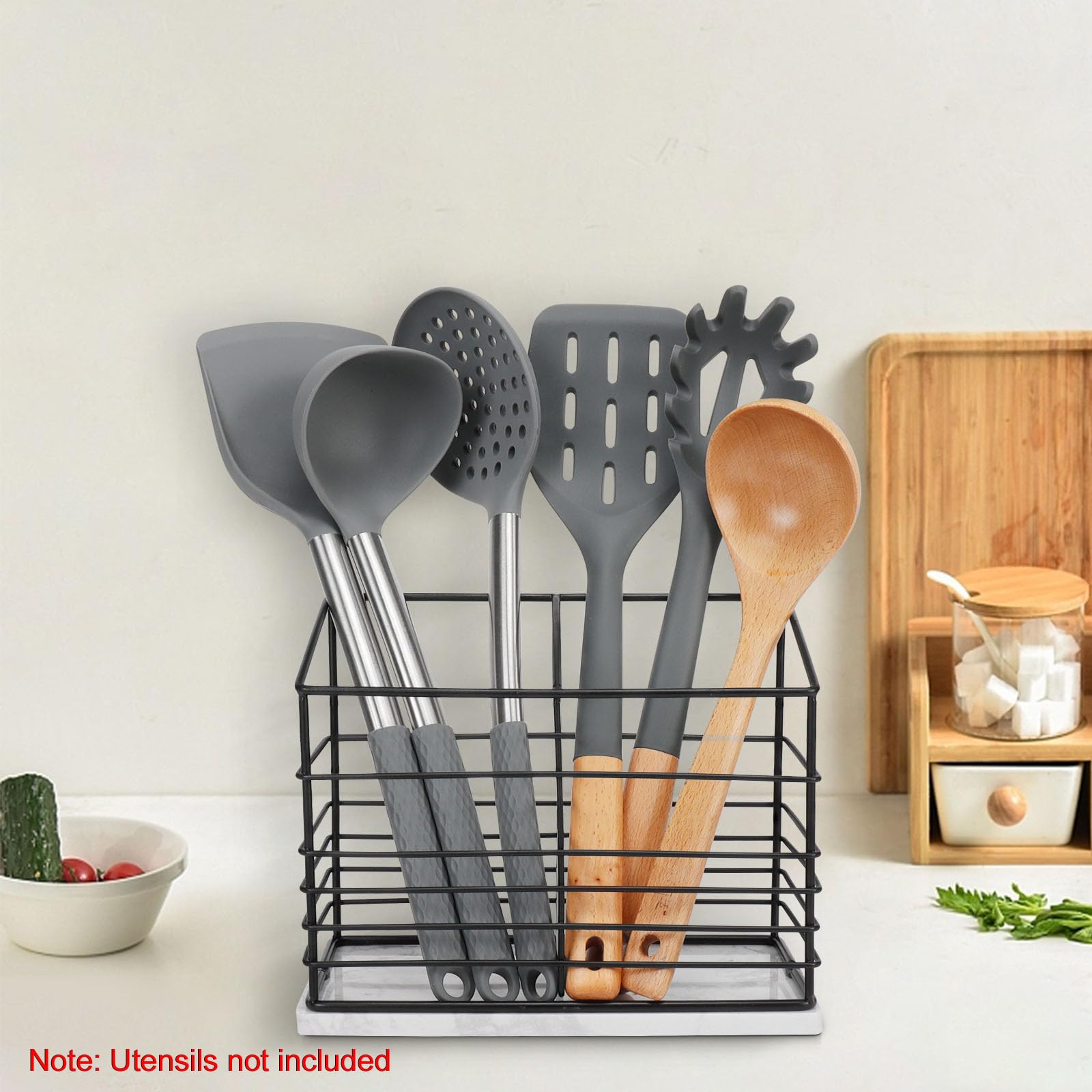 Jeasor Utensil Holder For Kitchen Counter, Metal Utensil Holder Rack For Kitchen Countertop, Cooking Tools Storage For Spatula,