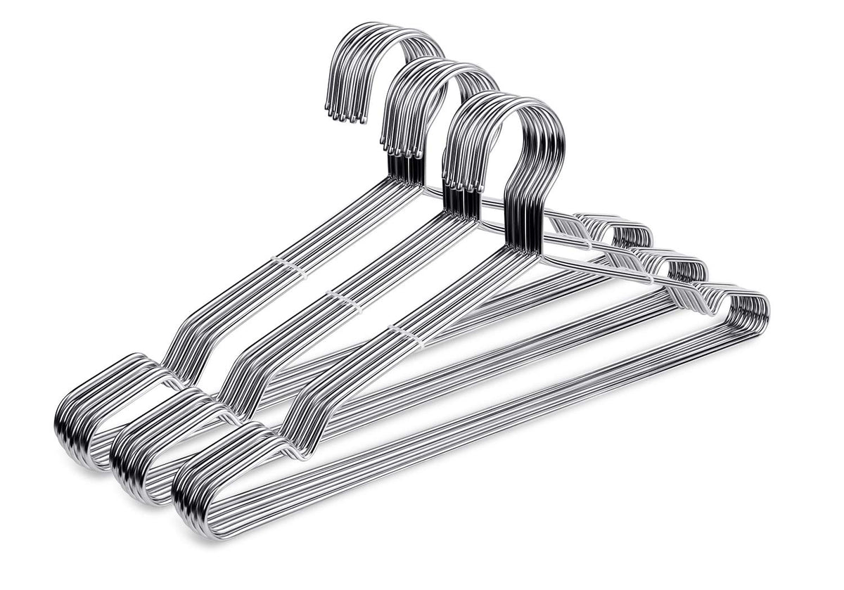 Fayleeko Wire Hangers Coat Hangers Strong Heavy Duty Stainless Steel Metal Hangers Ultra Thin Space Saving Clothes Hangers (30 P