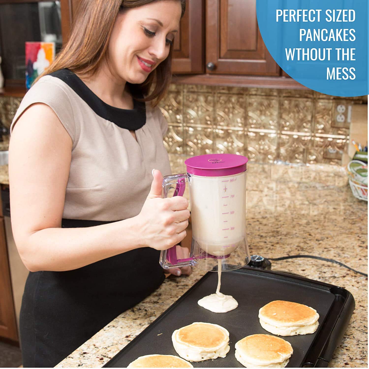 Kpkitchen Pancake Batter Dispenser - Kitchen Must Have Tool For Perfect Pancakes, Cupcake, Waffle, Muffin Mix, Cake & Crepe - Ea