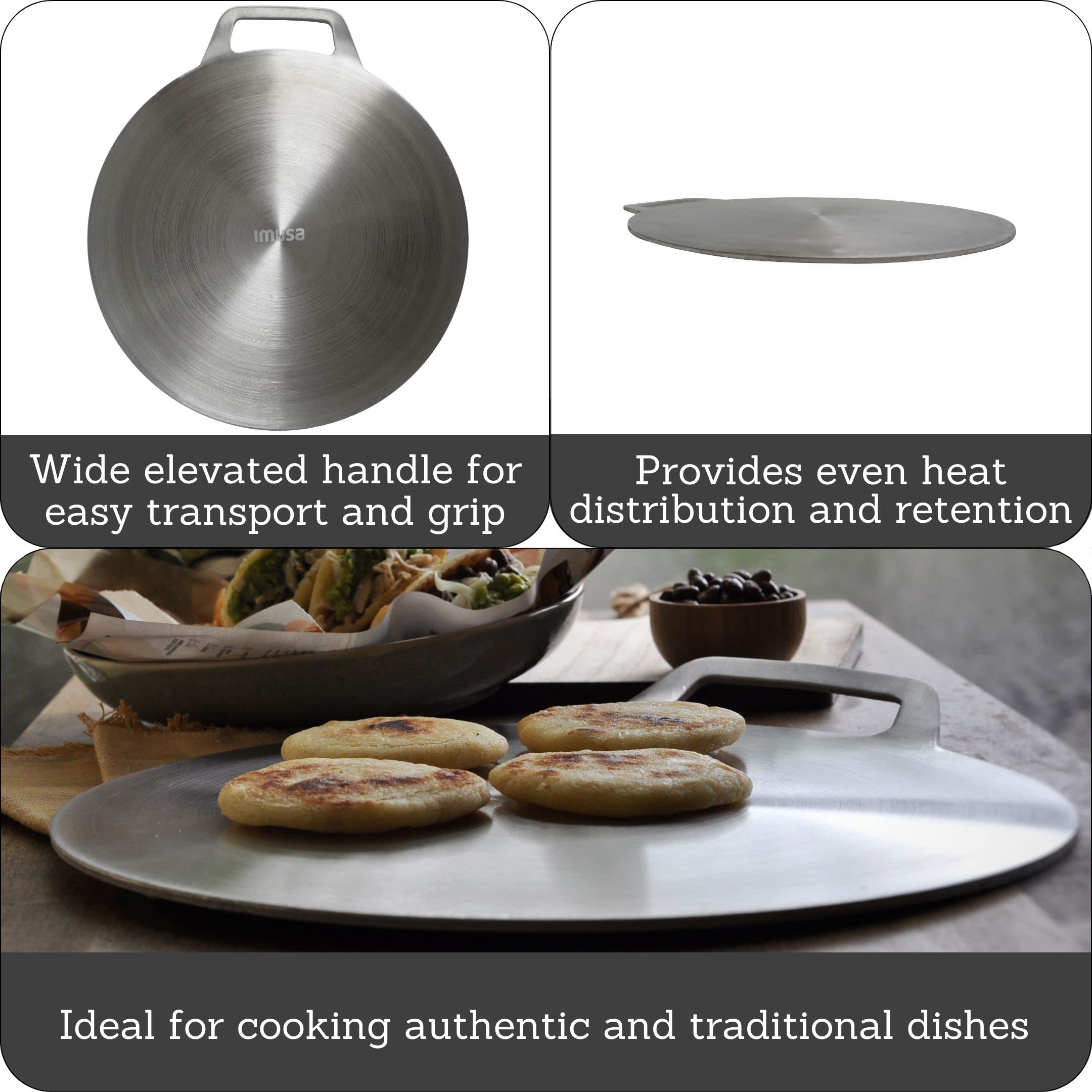 Imusa Usa Aluminum Round Budare, Single, Silver