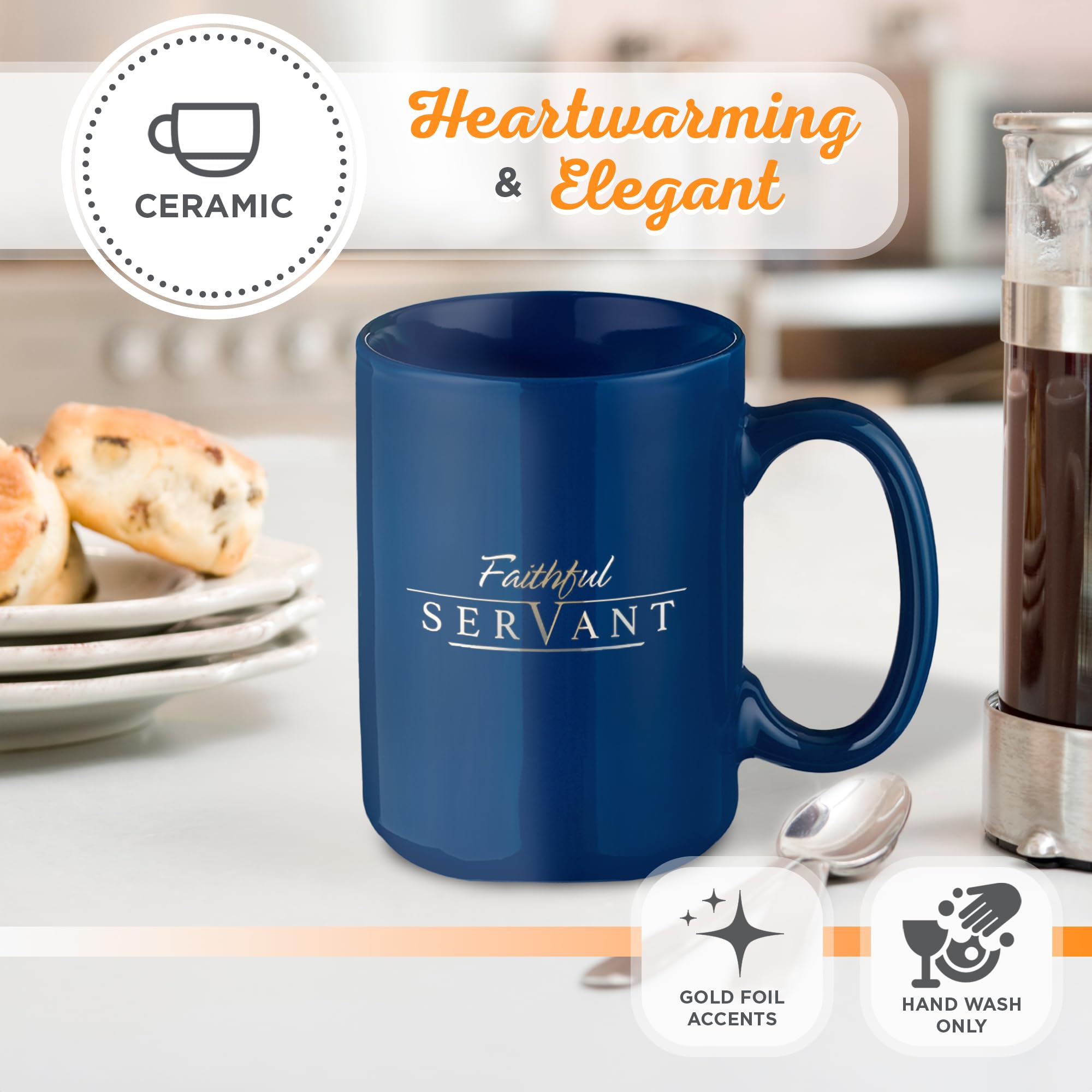 Christian Art Gifts Navy Blue Ceramic Coffee Mug - 14 oz. Lead & Cadmium-free Large Inspirational Scripture Coffee and Tea Mug f