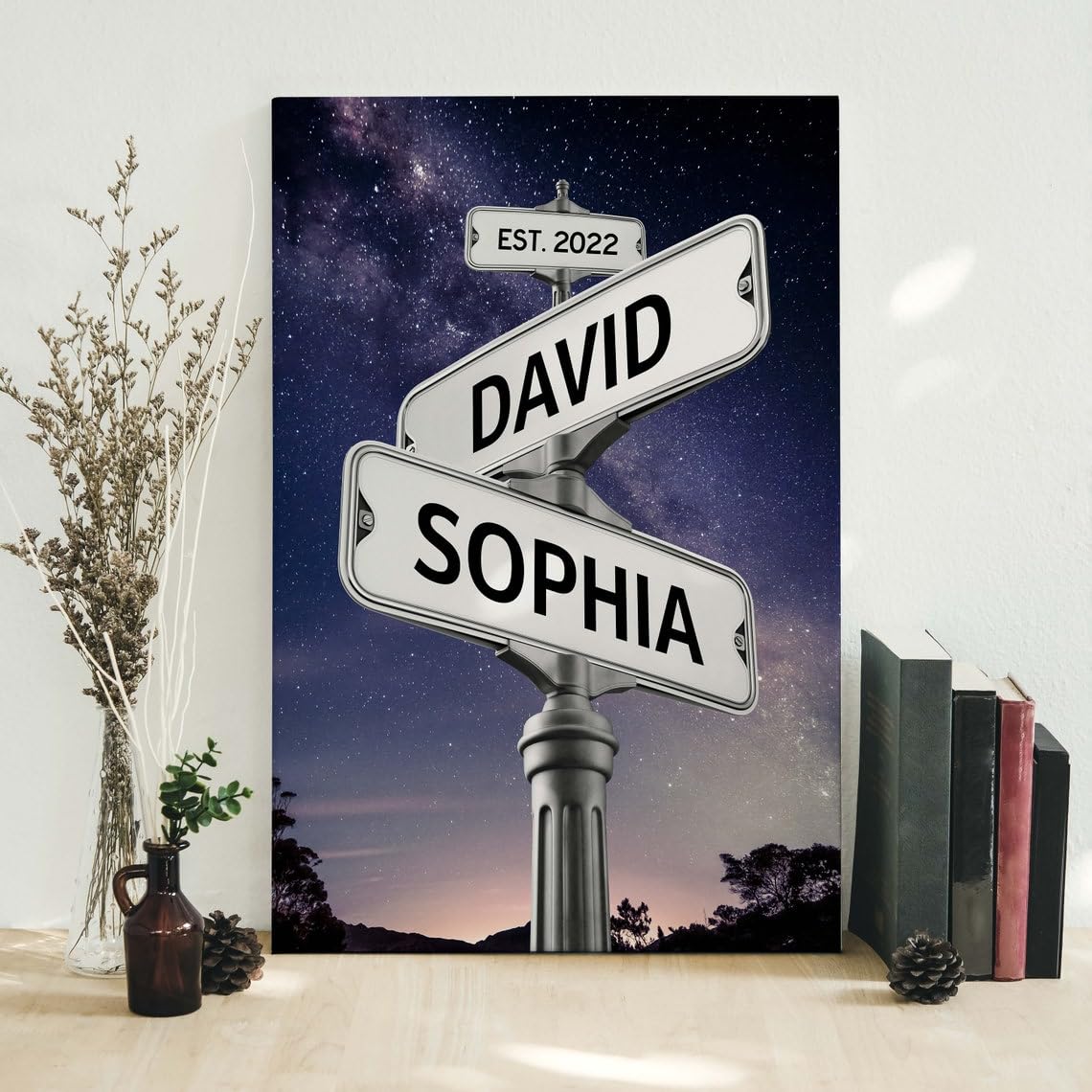 Wedding Gift For Couple, Custom Names Street Sign Art, Wedding Street Sign Canvas Print, Gift For Anniversary Wedding, Gift For