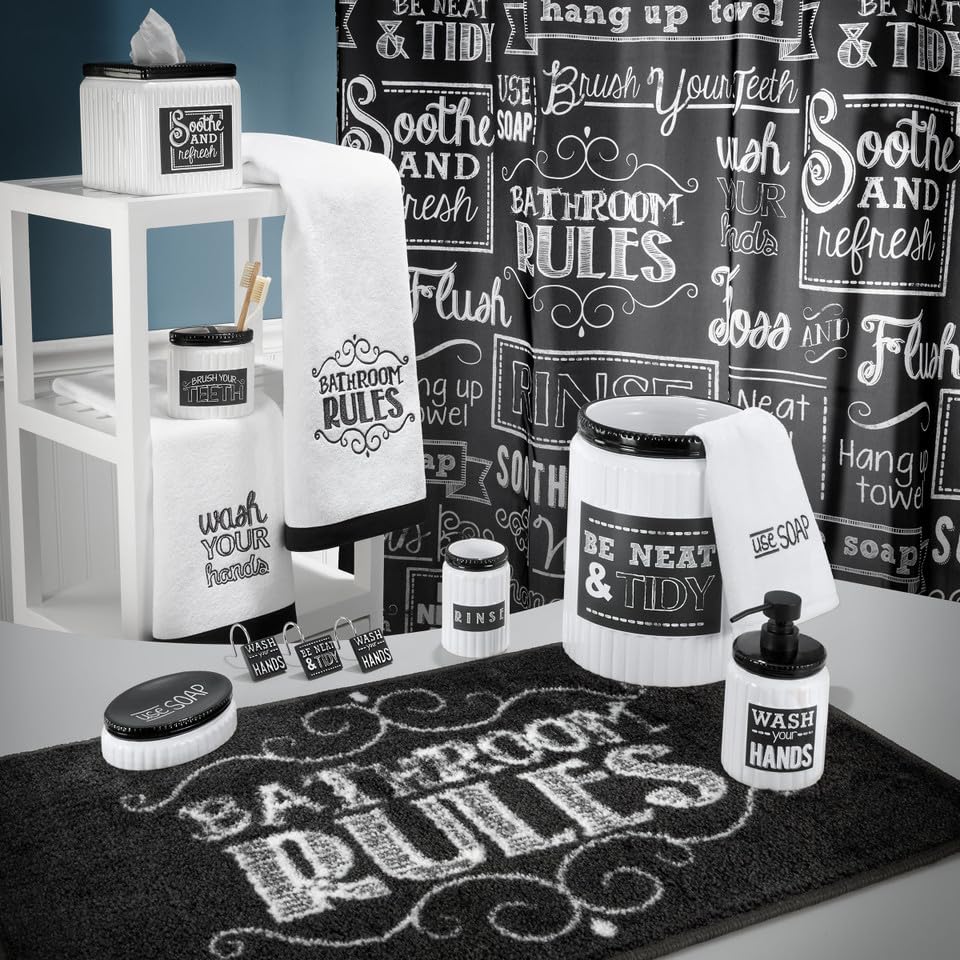 Avanti Linens Chalk It Up Bath Rug, 20'' X 30'', Black With White