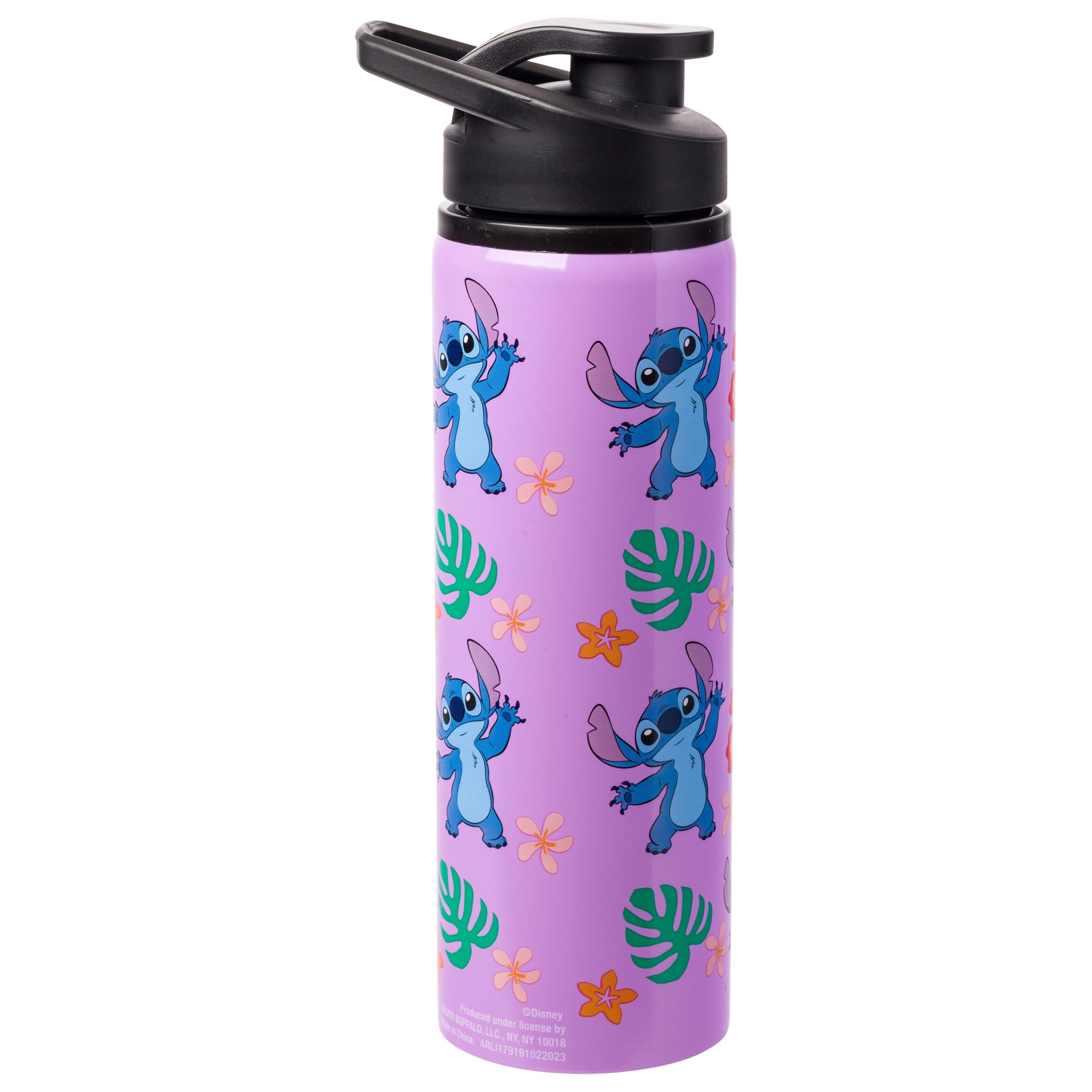 Silver Buffalo Disney Lilo And Stitch Tropical Sitting Stitch Double Walled Stainless Steel Water Bottle, 25 Ounces
