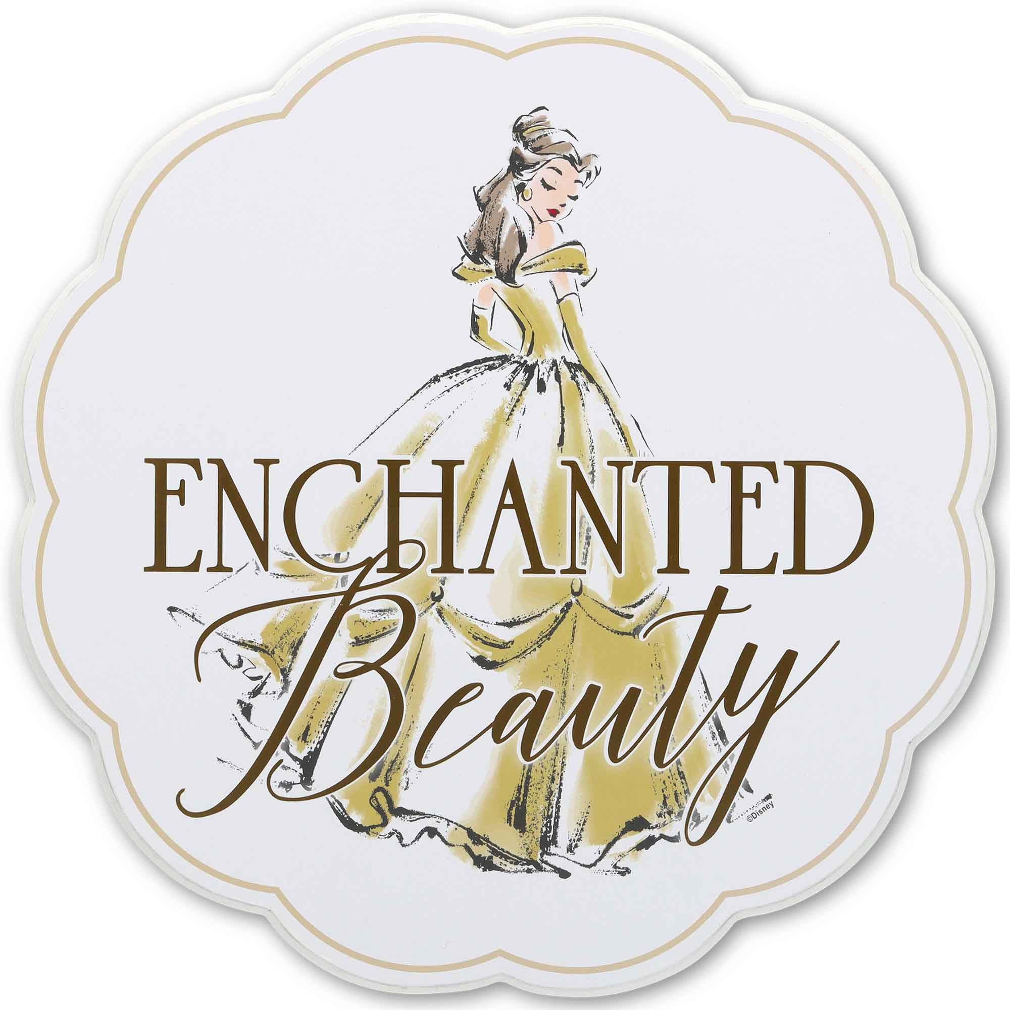 Open Road Brands Disney Princess Belle Enchanted Beauty Wood Wall Decor - Elegant Beauty and the Beast Wall Art for Home or Offi