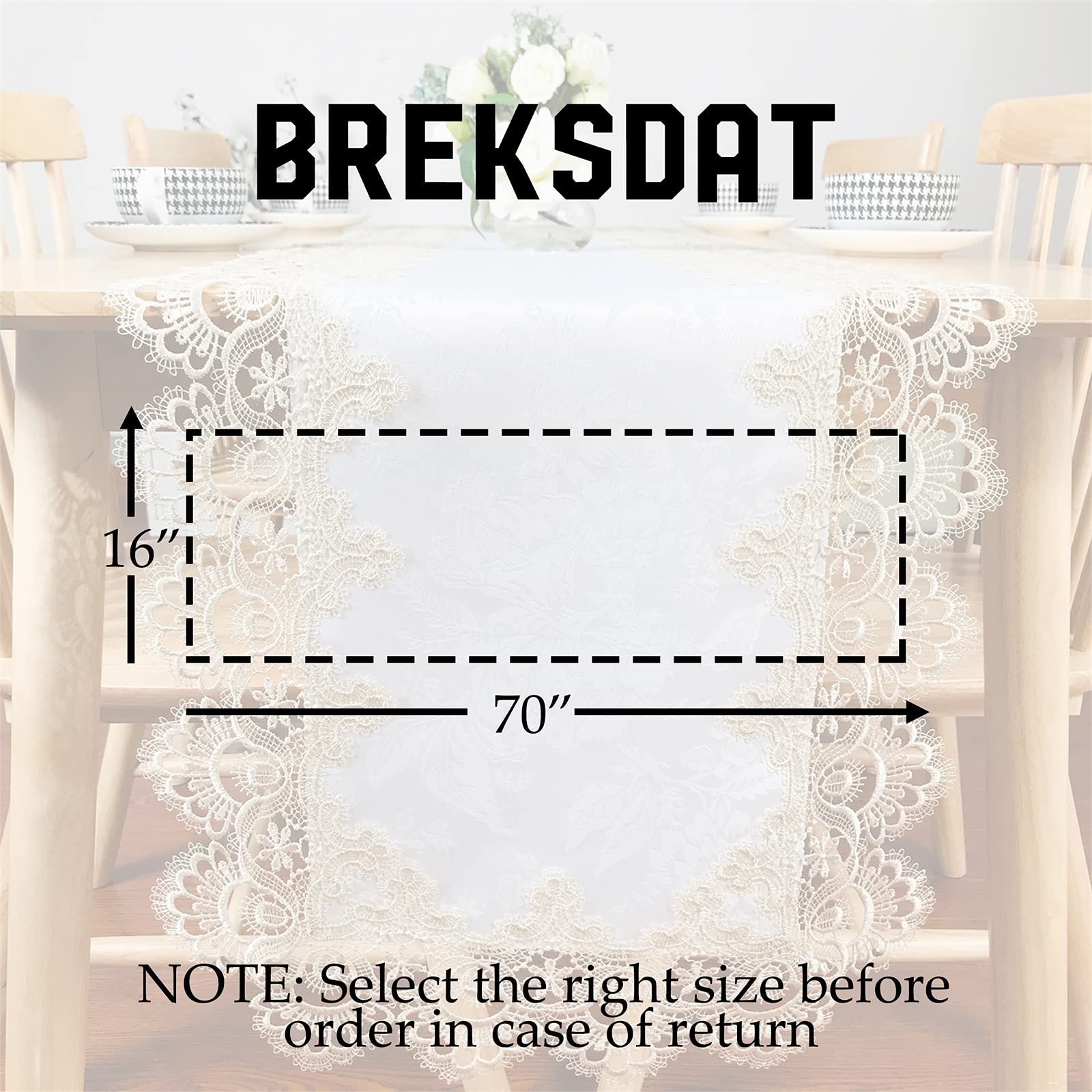 Breksdat Rectangle Table Runner White Embroidered Lace 16 X 70 Inches Wedding Dining Table Dresser Scarf With Carnation Lace Fab