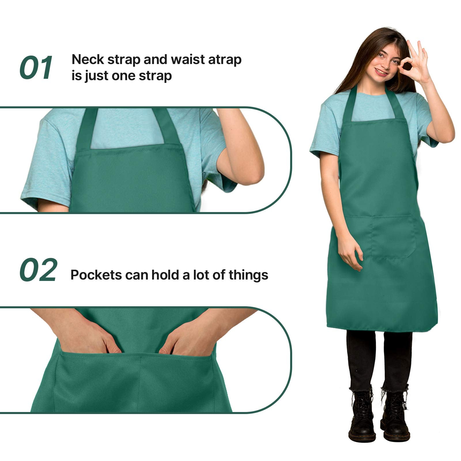 Syhood 18 Pack Bib Apron Bulk Unisex Plain Adjustable Apron With Pocket For Chef Cook Craft Kitchen Painting(Mixed Colors)