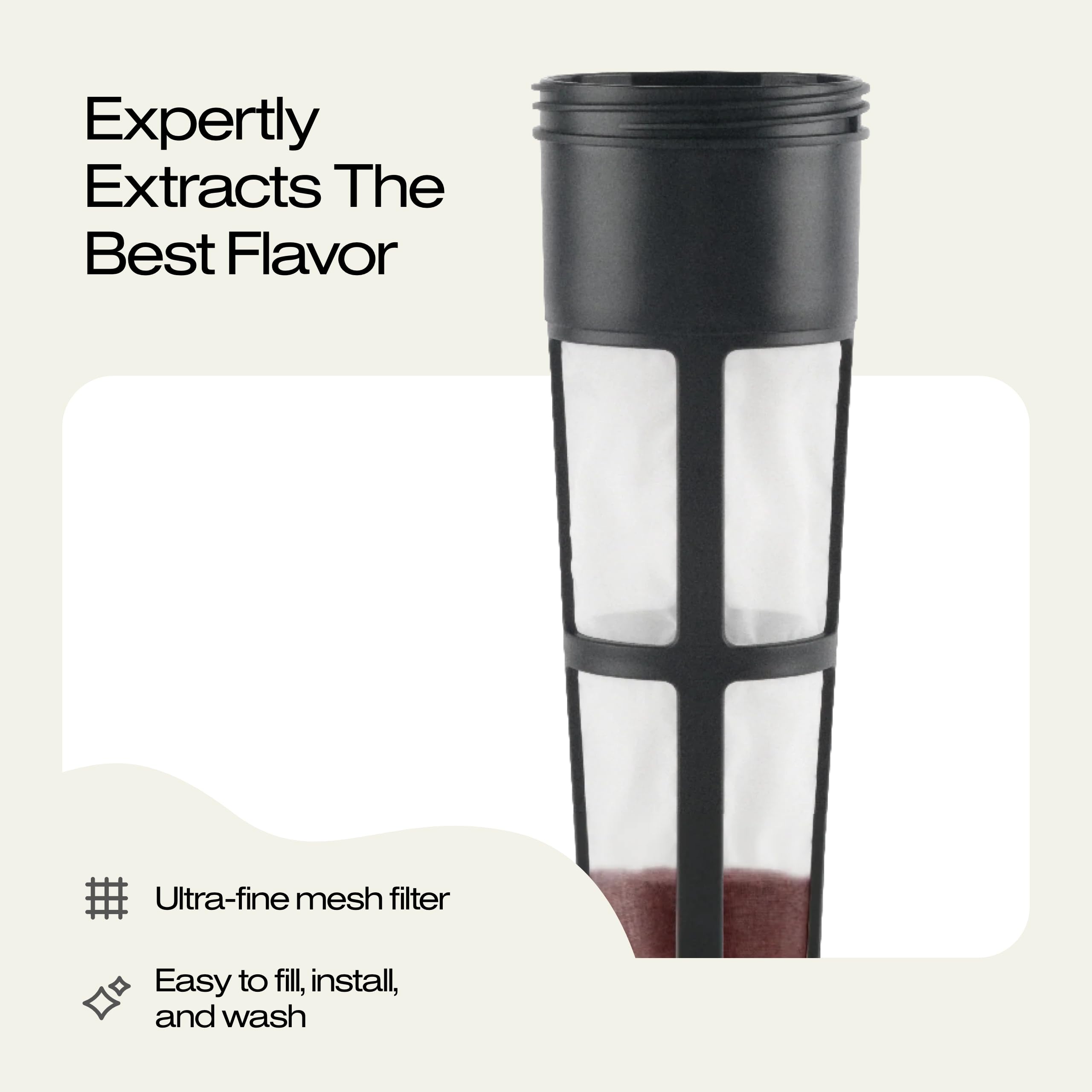 Takeya Patented Deluxe Cold Brew Coffee Maker With Black Lid Airtight Pitcher, 2 Quart, Black
