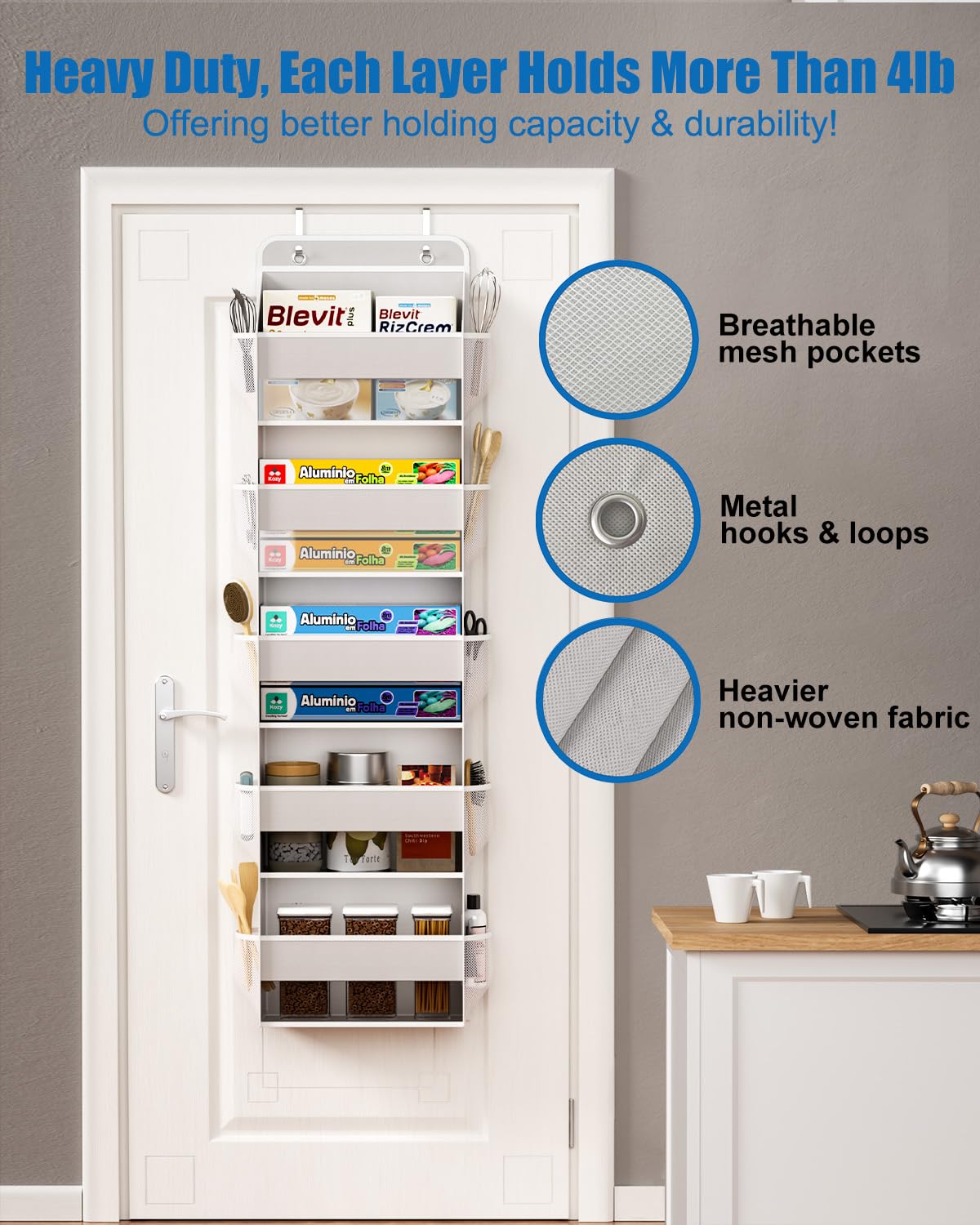 Hioya Over The Door Storage Organizer, Rv Bathroom Organizer, Over The Door Organizer Camper Storage And Organization, 5 Shelf H