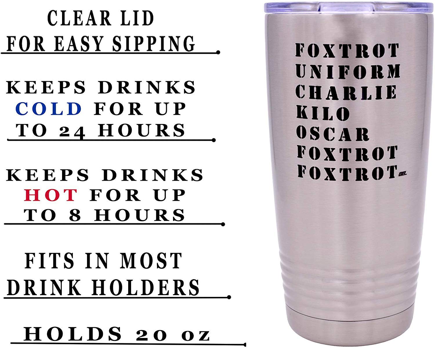 Rogue River Tactical Funny Military Acronym 20 Oz.Travel Tumbler Mug Cup W/Lid Vacuum Insulated Hot Or Cold Military Veteran Gif