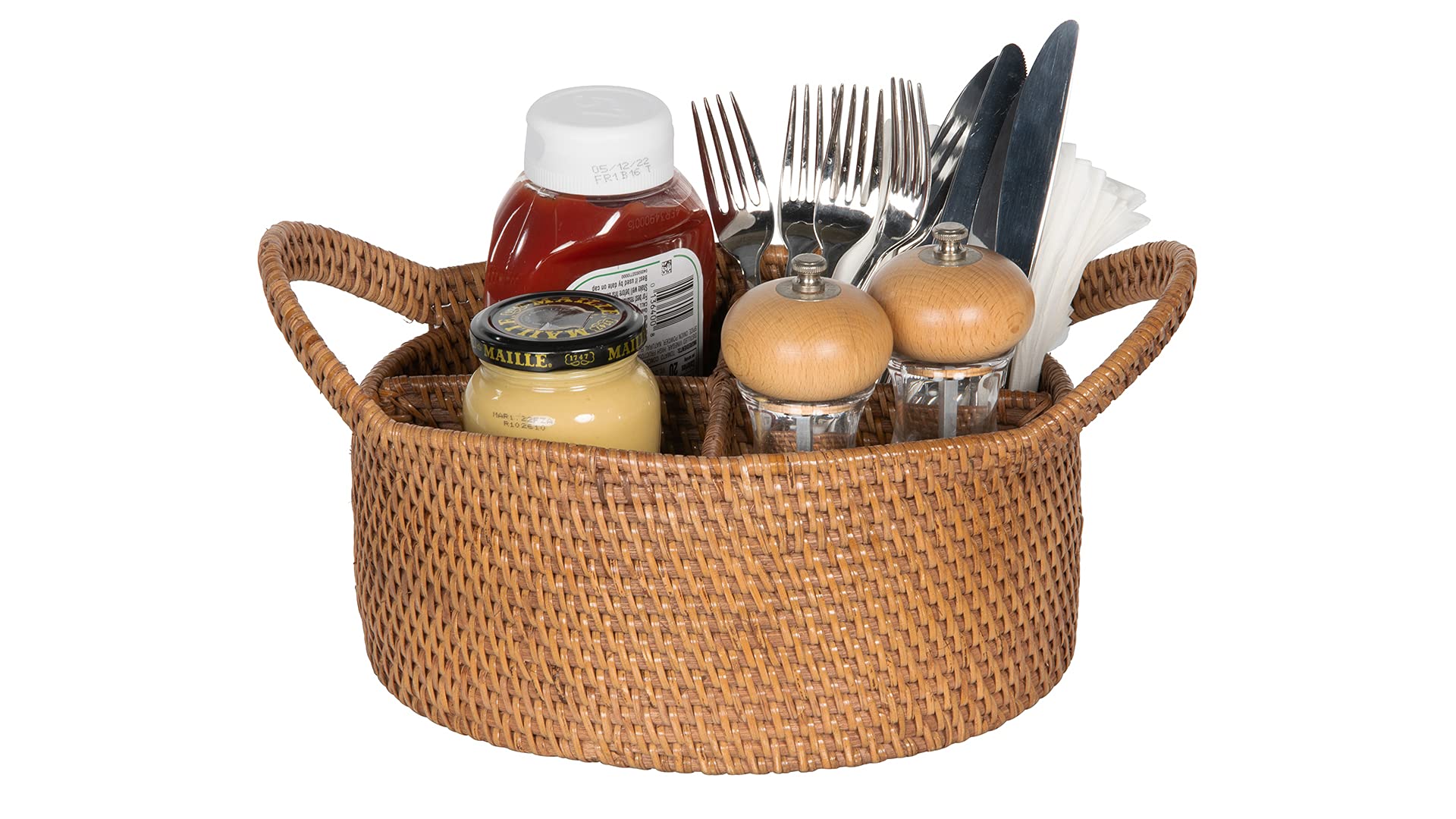 Kouboo 1020004 Laguna Caddy Utensil & Bottle Basket, Honey Brown