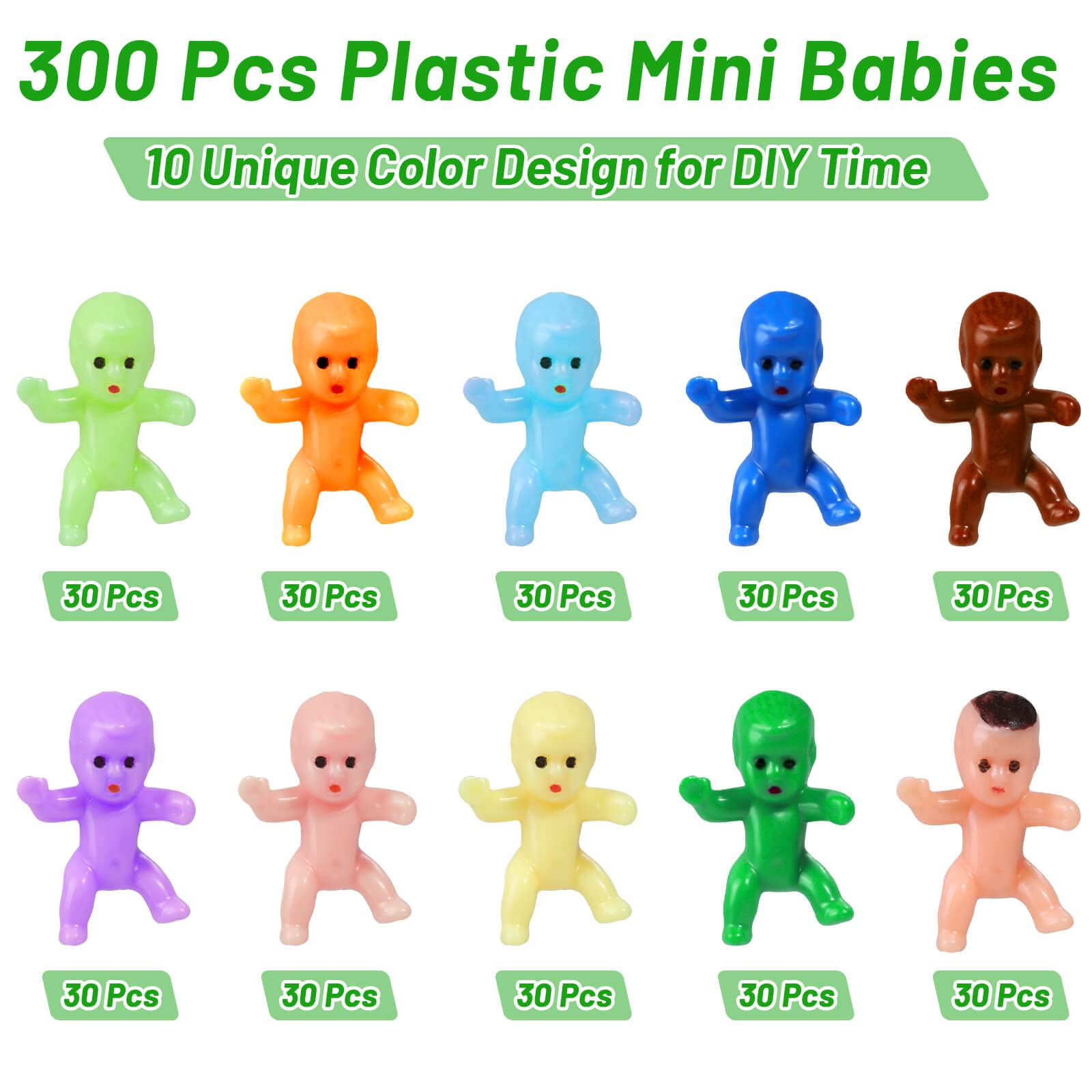 selizo Mini Plastic Baby Figurines, 200pcs Multicolor Cake Babies for Baby Shower Games, Model MPB-5