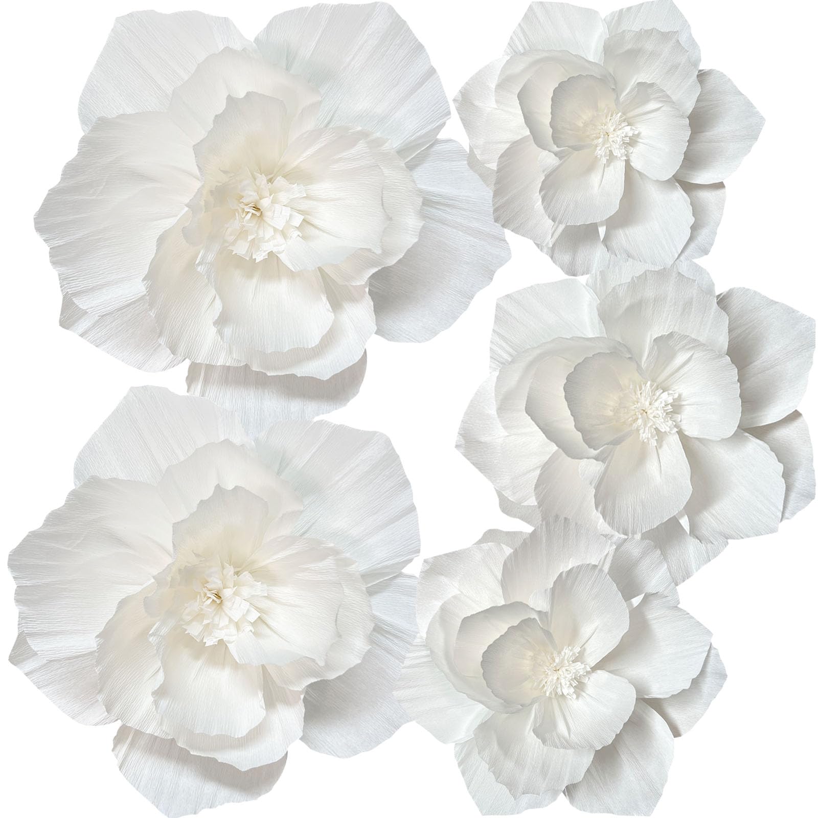 ANSOMO White Paper Flowers Artificial 3D Wall D  cor Wedding Birthday Bridal Baby Shower Nursery Room Backdrop Table Centerpiece
