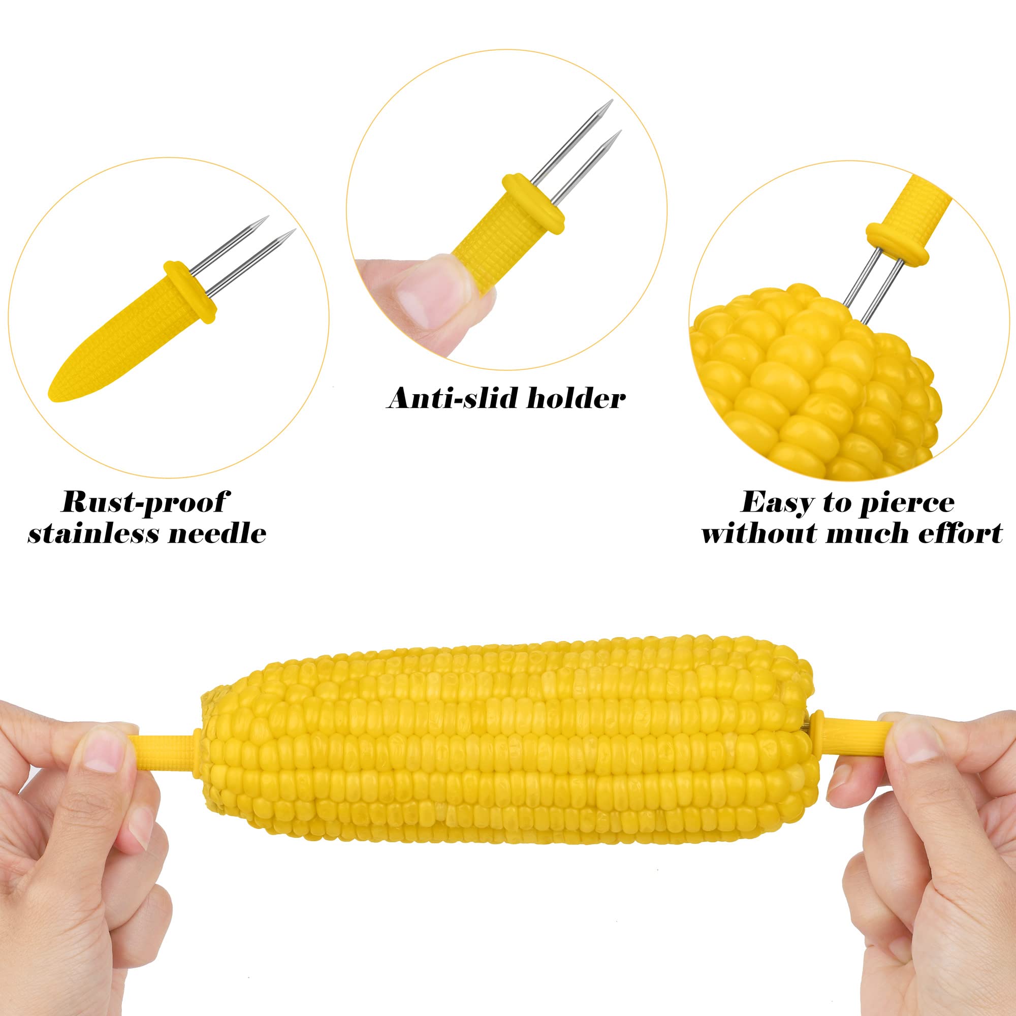 Aodaer 8 Pieces Plastic Corn Trays Corn Cob Holders And Dish Set With 2 Corn Butter Spreaders Corn On The Cob Skewers Service Tr