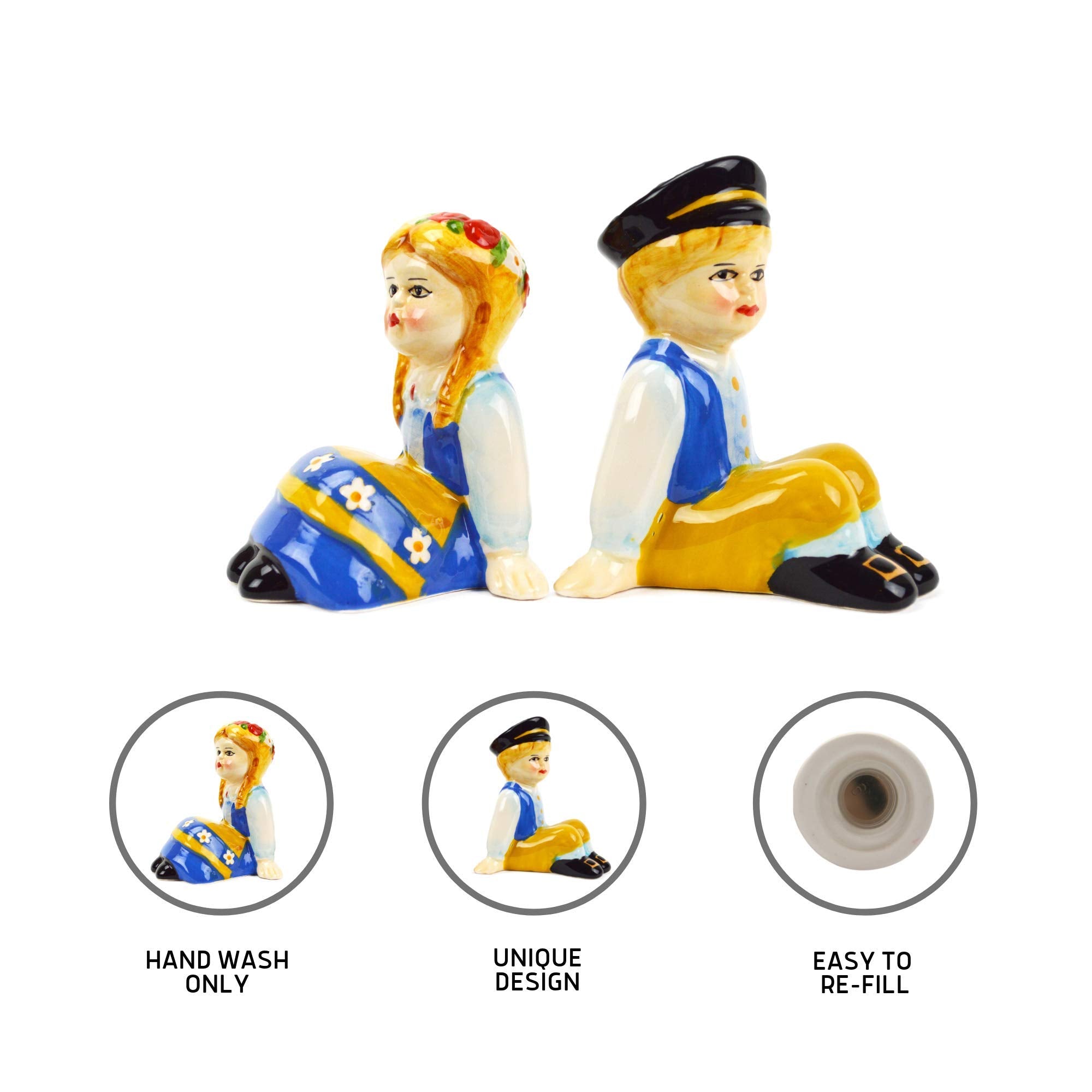Swedish Sitting Couple Vintage Ceramic Salt And Pepper Shakers Set By E.H.G