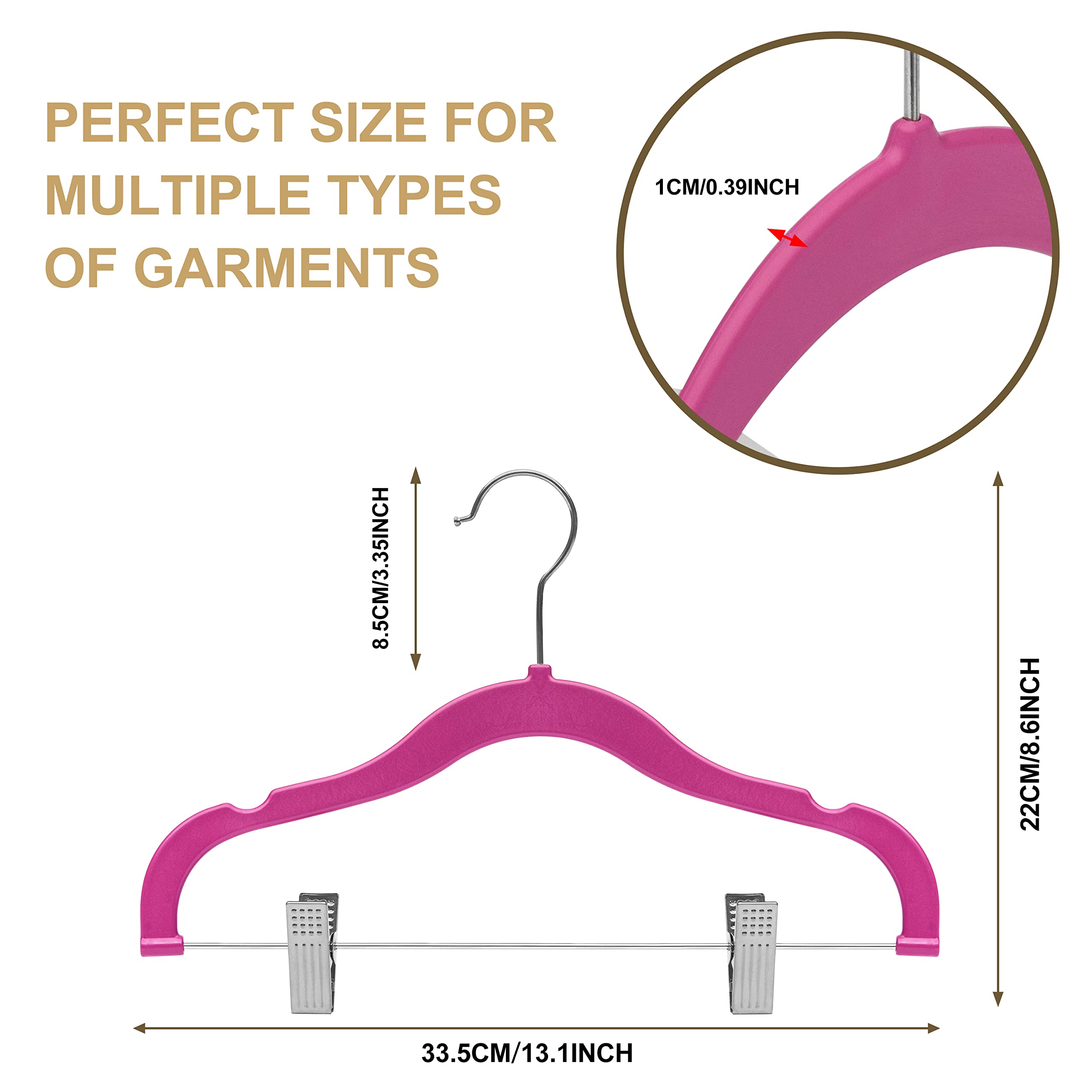 Quality Kids Plastic Non Velvet Non-Flocked Thin Compact Skirt Pant Coat Hangers With Metal Clips For Skirts Pants Blouses 360 S