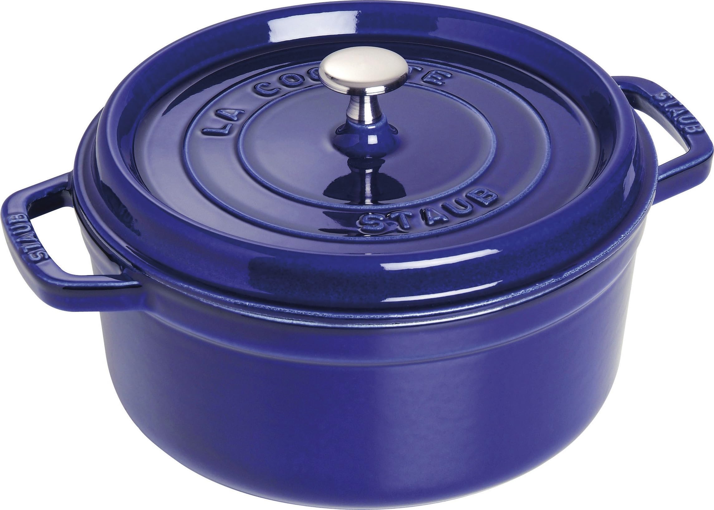 Staub Cast Iron Roaster/Cocotte, Round, 5 L, Dark Blue, 26 Cm