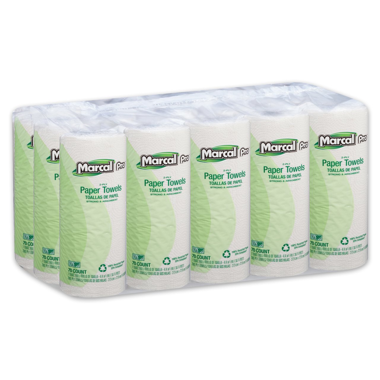 Marcal Two-Ply Kitchen Paper Towels-Kitchen Towell Roll, 2-Ply, 70Shts, 15Rl/Ct, We