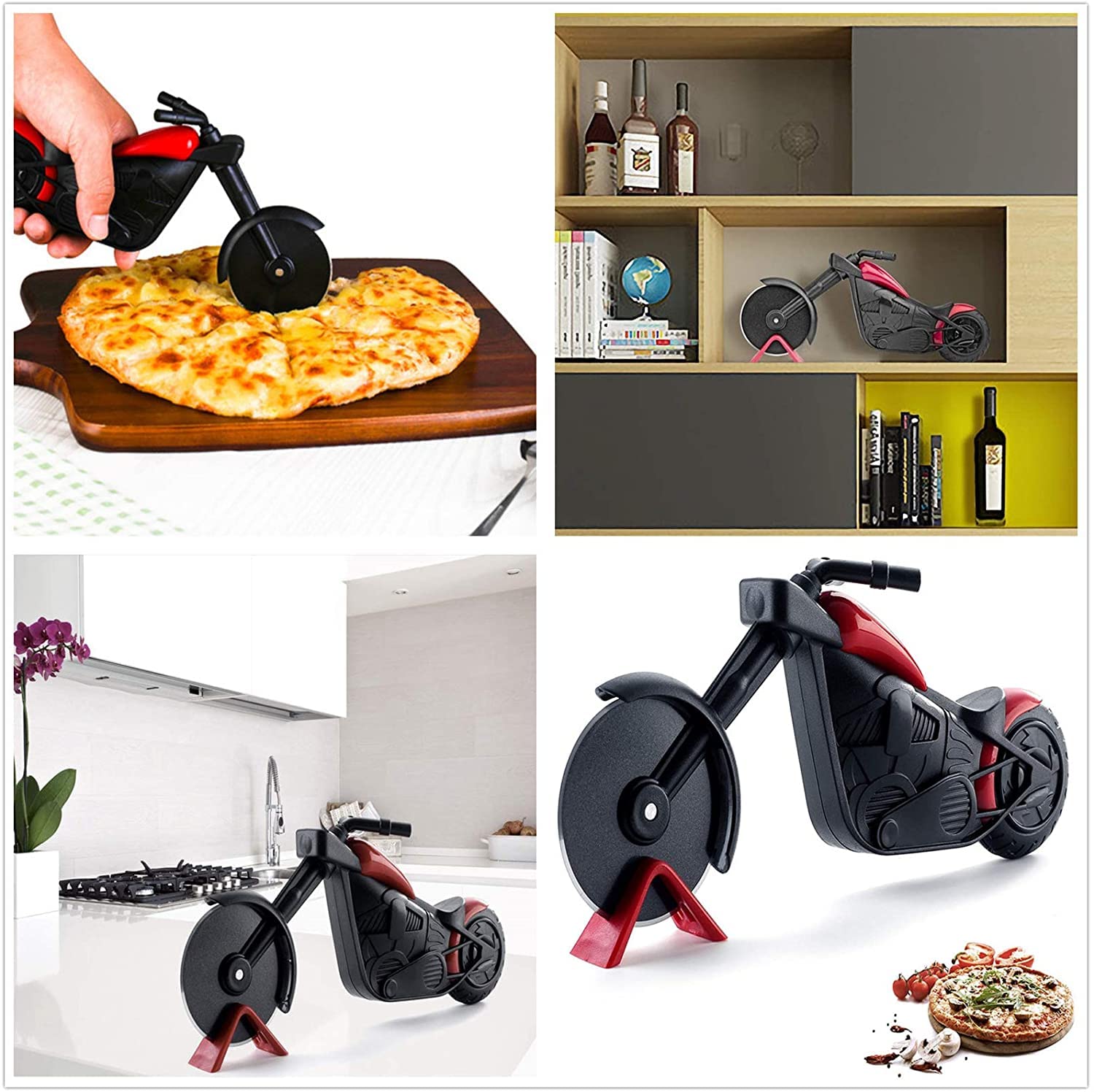 Pizza Cutter,Quality Stainless Steel Motorcycle Pizza Cutter Wheel,Super Sharp Pizza Slicer Cutter Wheel With Non Slip Ergonomic