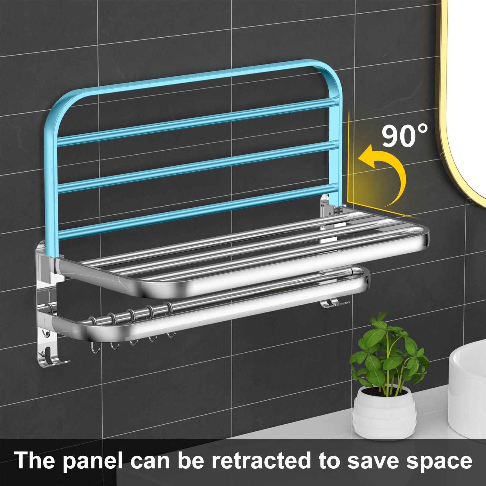 Stretchable 16-30 Inches Towel Bar for Bathroom Kitchen Hand Towel Holder Dish Cloths Hanger SUS304 Stainless Steel RUSTPROOF Wall Mount No Drill Sdjustable (ONE BAR)