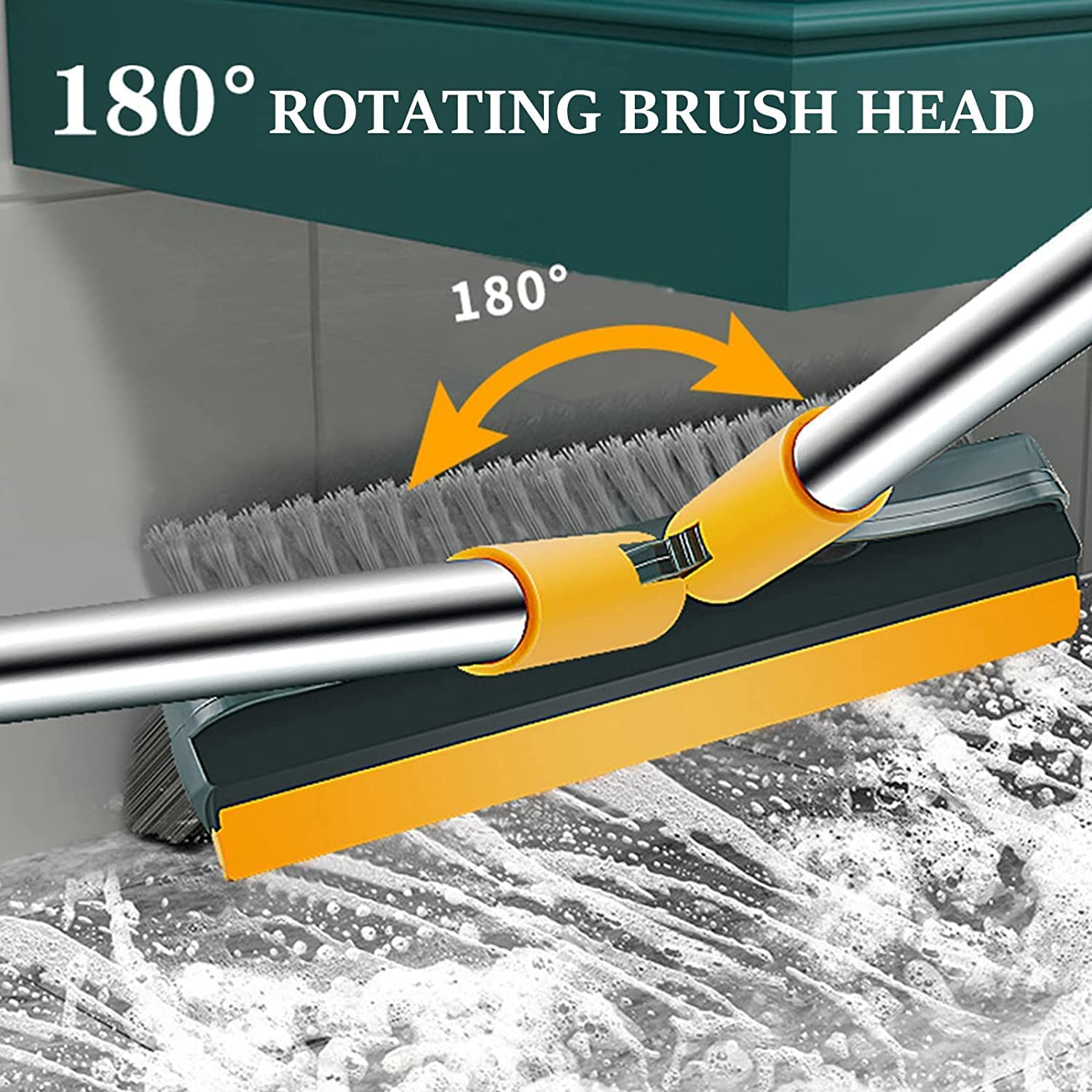 Antson Bathroom Cleaning Brush With Wiper, Tiles Cleaning Brush Bathroom Brush With Long Handle Tile Cleaner Brush, Floor Cleani