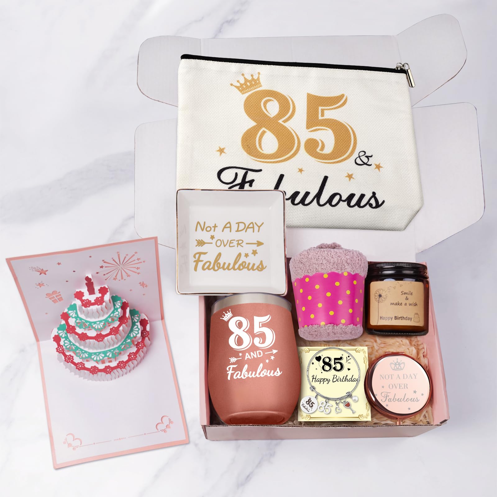 85Th Birthday Gifts For Women, Insulated Tumbler Birthday Gifts Basket For 85 Year Old Woman, Unique Birthday Gift Box Ideas For