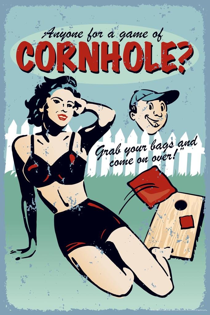 Laminated Anyone For A Game Of Cornhole Retro Humor Vintage Illustration Art Deco Vintage French Wall Art Nouveau 1920 French Ad