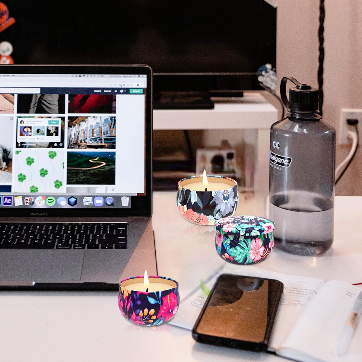 3 Pack Home Scented Candles - Strong Cloves, Roses & Freesias Candle, 2.5 Oz, 100% Soy, Non-Toxic, Small Candle Set for Aromathe