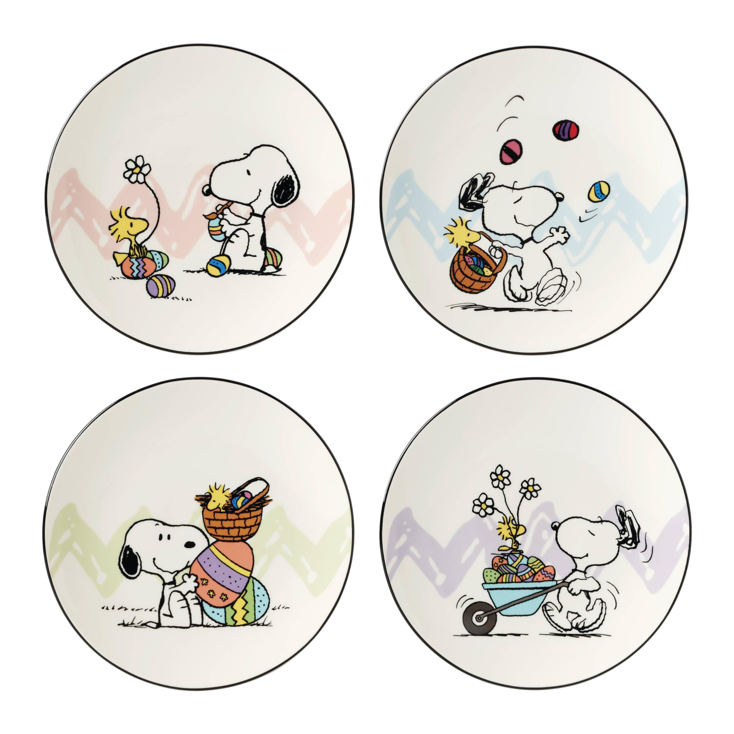 Lenox 895684 Peanuts Easter Snoopy 4-Piece Accent Plates Set, Spring Dinnerware