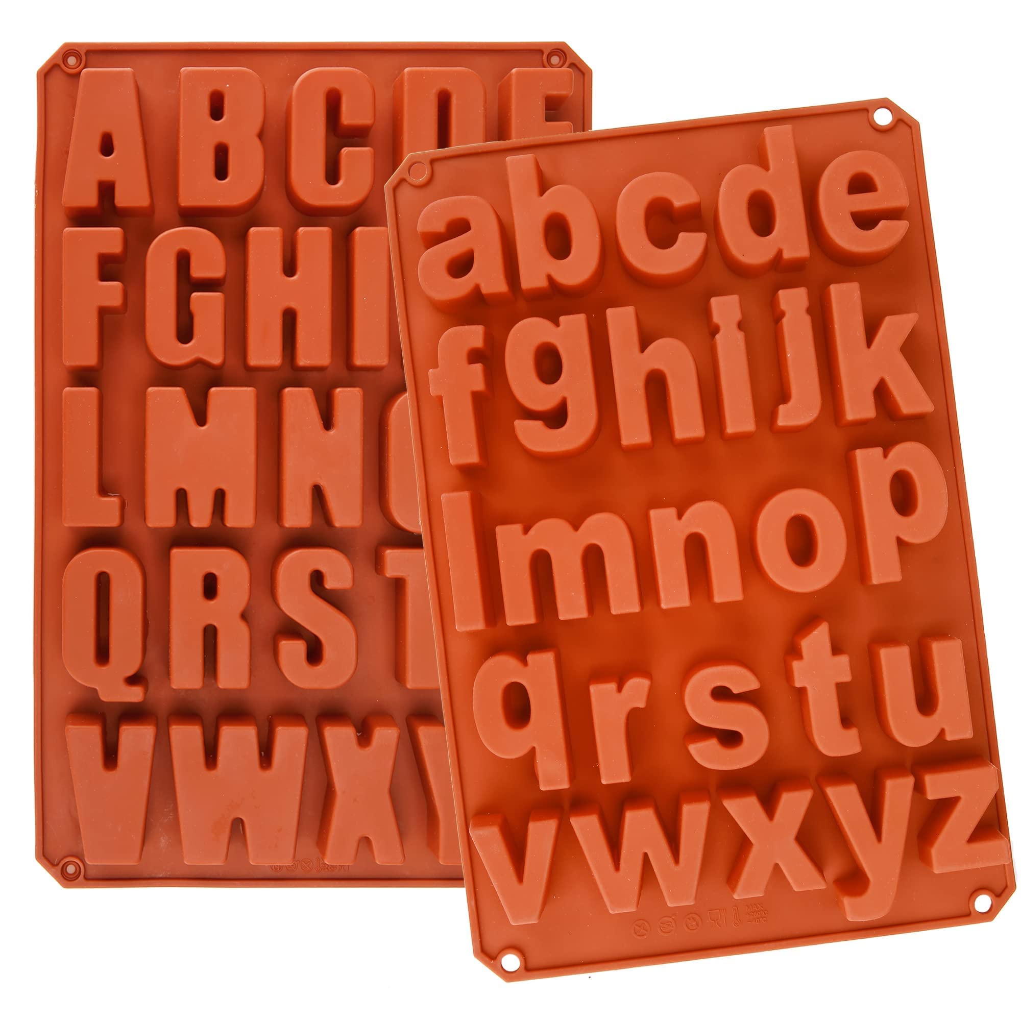 Wocuz 2 Pack Uppercase Letters Crayon Mold Lowercase Alphabet Chocolate Baking Mold Resin Mold Cake Pan Handmade Soap Mold Biscu