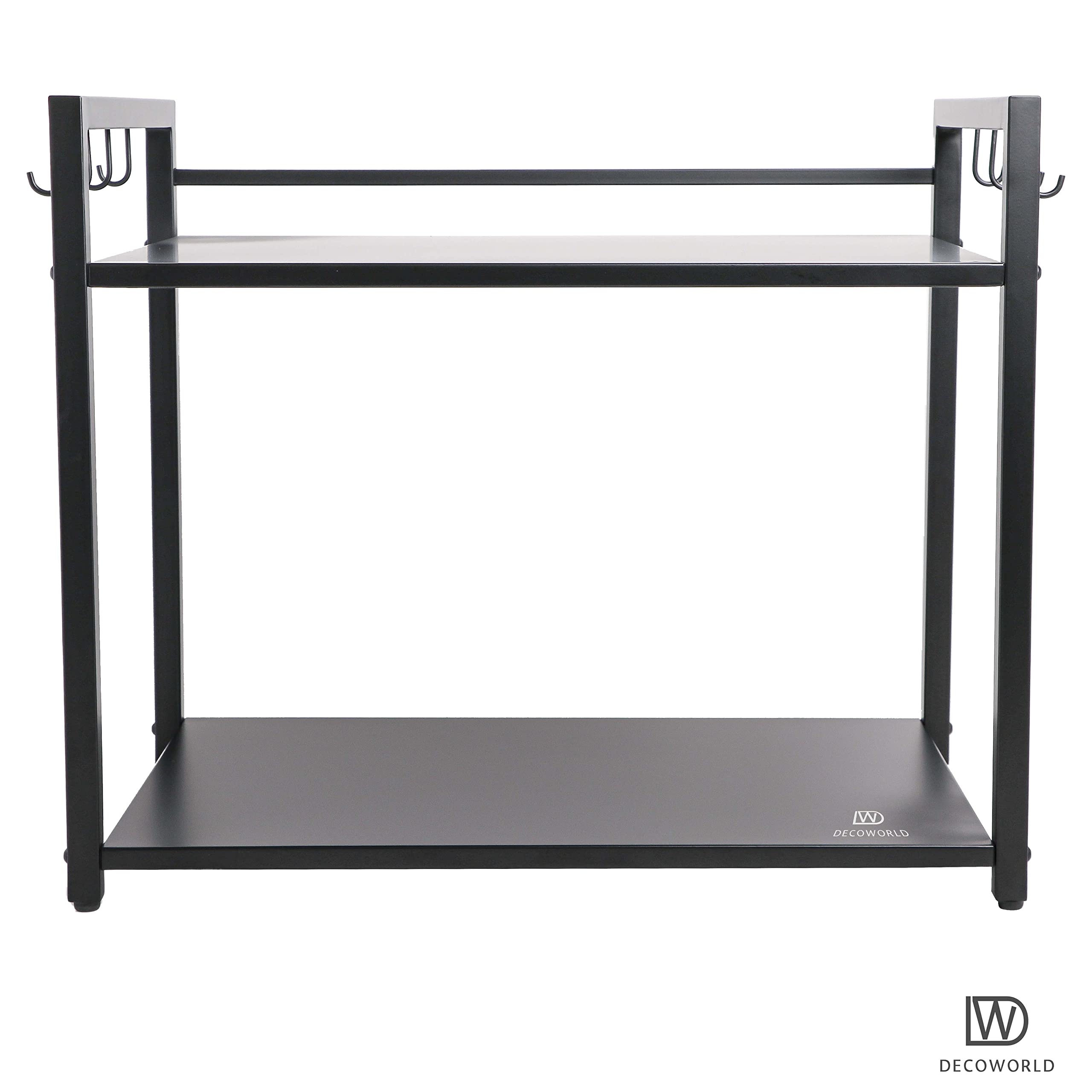 DECOWORLD || Metal Microwave Stand || Microwave & OTG Stand for Kitchen Counter|| Double Platform for Extra Storage with Hooks||