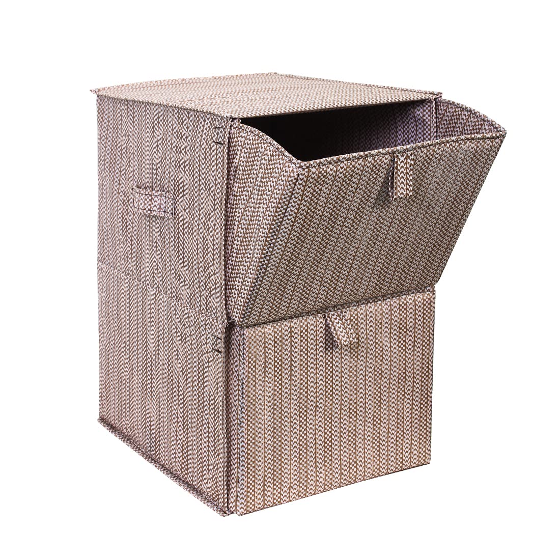 Prettykrafts 2 Tiers Collapsible Storage Organizer, Fabric Cube Bins, PullDown Doors With 2 Carrying Handles For Closet, Home, 