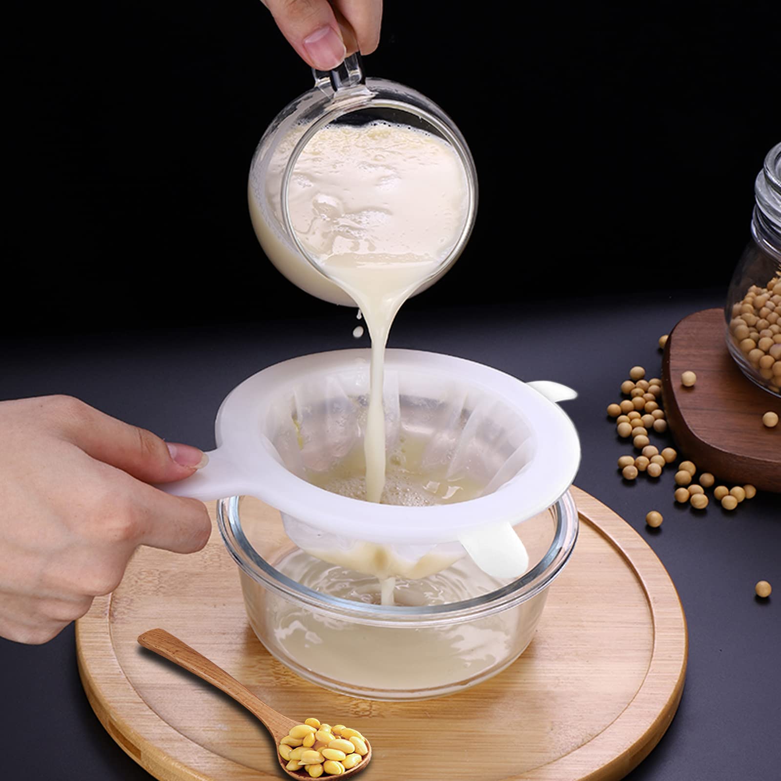 Kitchen Ultra-Fine Nylon Mesh Strainer Food Yogurt Mesh Sieve Plastic Mesh Colander With Handle Mini Brine Shrimp Separation Net