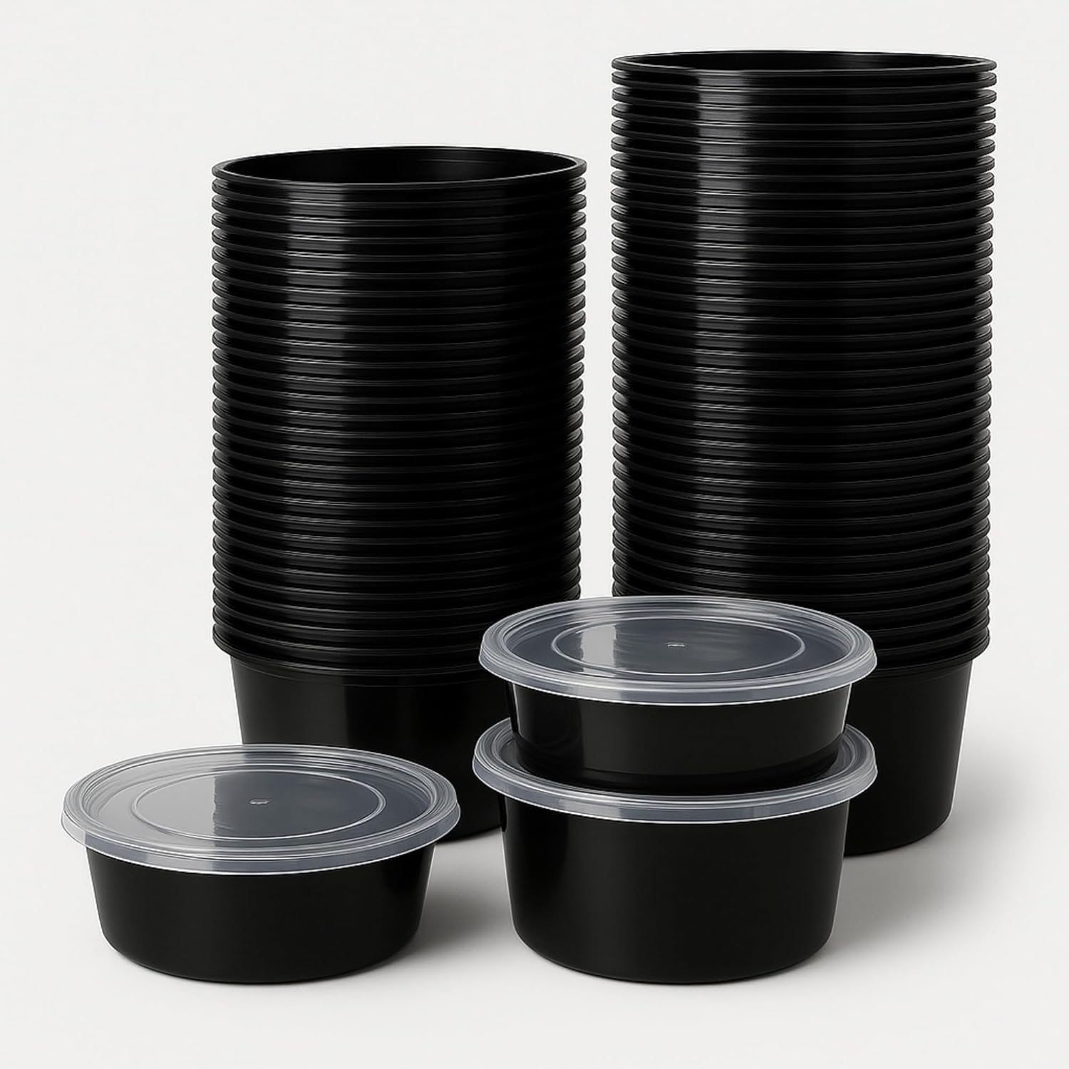 White 300Ml Plastic Food Containers With Lids | Reusable, Microwave & Freezer Safe Storage Box. For Kitchen, Hotels & Food Deliv