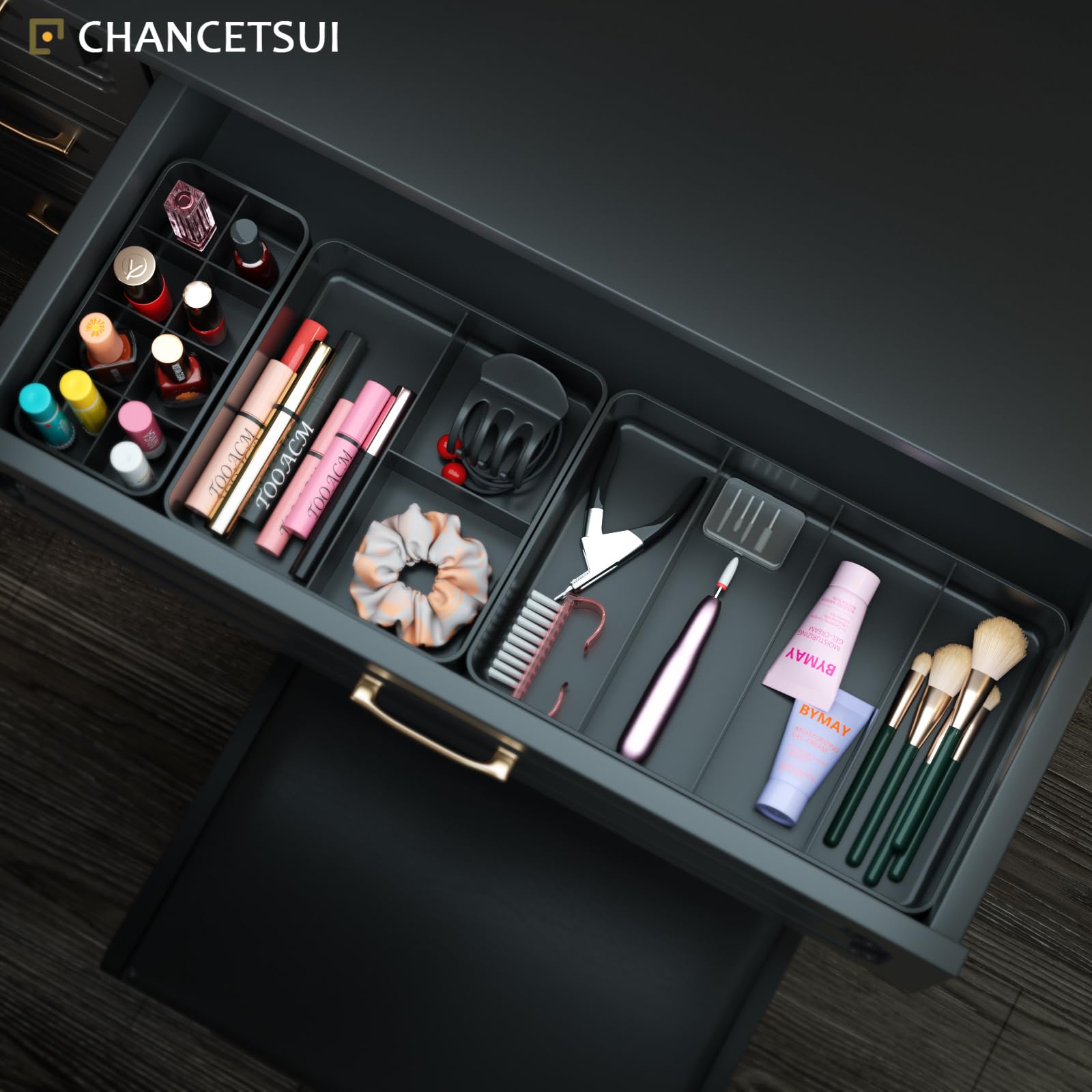 Drawer Organizer, Stackable Divider 3 Packs Makeup Organizers Bathroom Countertop, 15 Cell Compact Desktop Dresser Sundries Stor