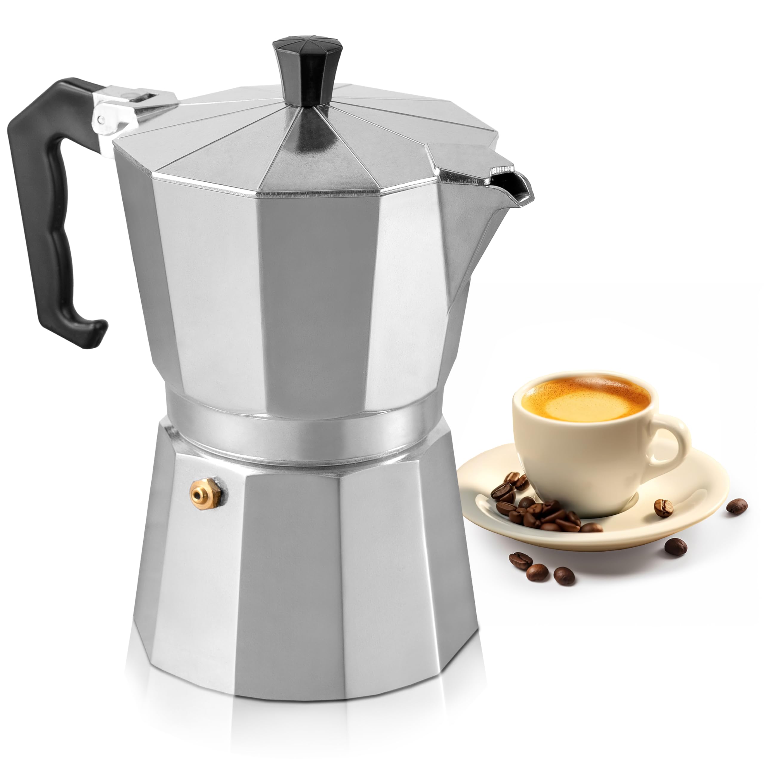 Mixpresso 3 Cup Moka Pot Espresso Cuban Coffee Maker, Moka Pot Coffee Maker For Gas, Electric Stove Top, Classic Italian Coffee